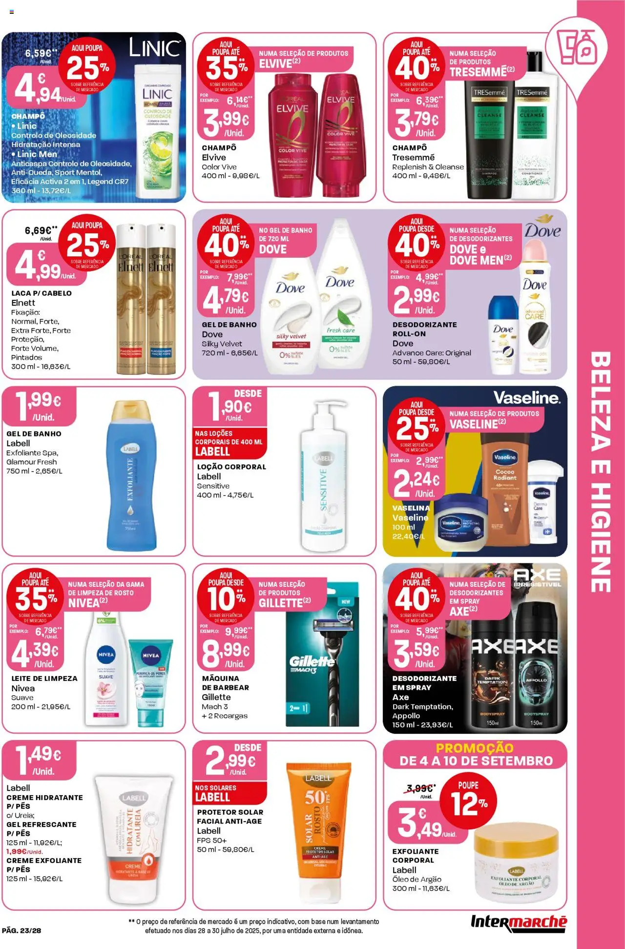 Intermarché folheto │ válido de 04.09.2025 | Página: 23 | Produtos: Protetor solar, Base, Leite, Banho