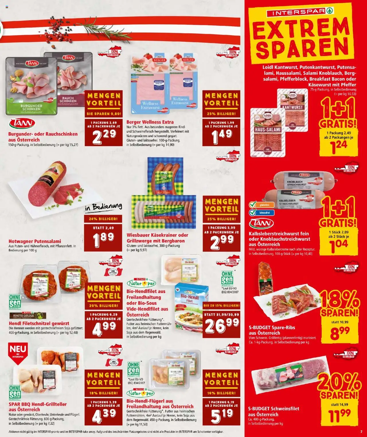 Interspar Flugblatt gültig ab 14.08.2025 | Seite: 7 | Produkte: Knoblauch, Salami, Schinken, Schweinefleisch