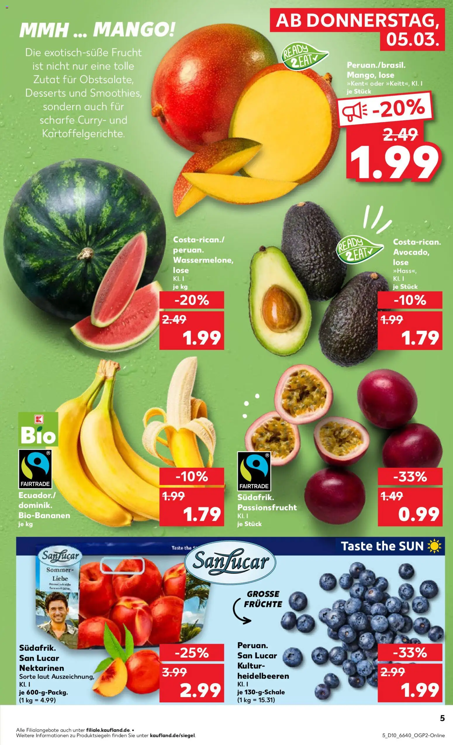 Kaufland prospekt Speyer	 – gültig ab 05.03.2026 | Seite: 5 | Produkte: Nektarinen, Heidelbeeren, Mango