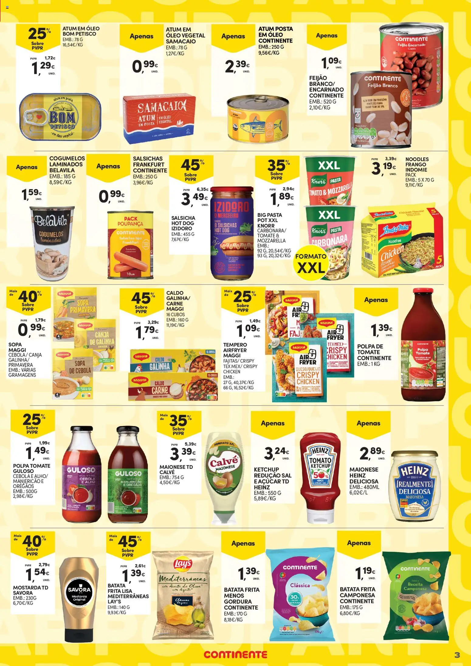 Continente - Açores Poupança para todos │ válido de 06.04.2026 | Página: 3 | Produtos: Cebola, Salsicha, Tomate, Ketchup
