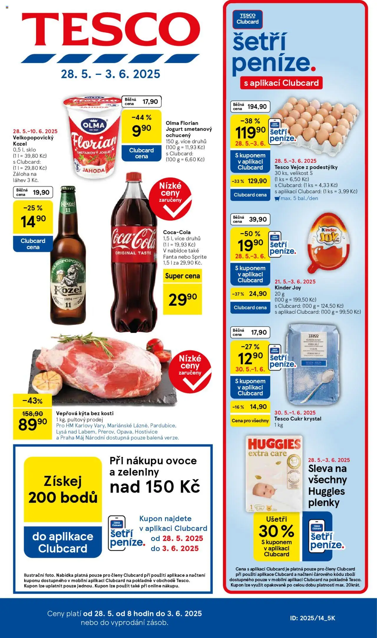 Tesco leták - Hypermarket od 28.05.2025 | Strana: 1 | Produkty: Jogurt, Fanta, Kozel, Cola