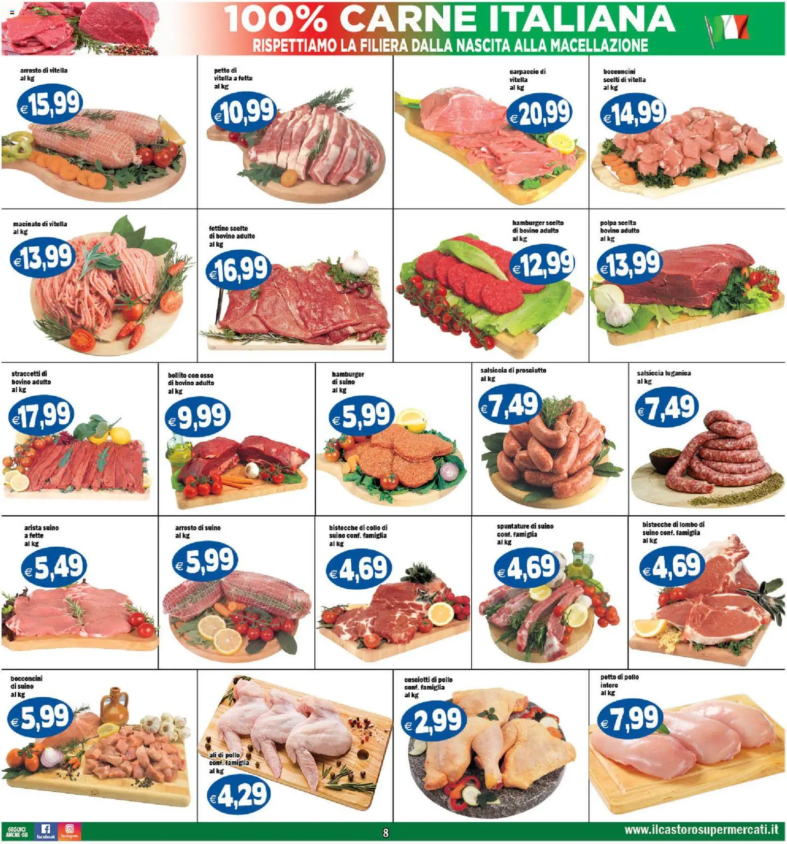 Volantino Il Castoro del 07.04.2026 | Pagina: 8 | Prodotti: Bovino, Arrosto, Pollo, Macinato