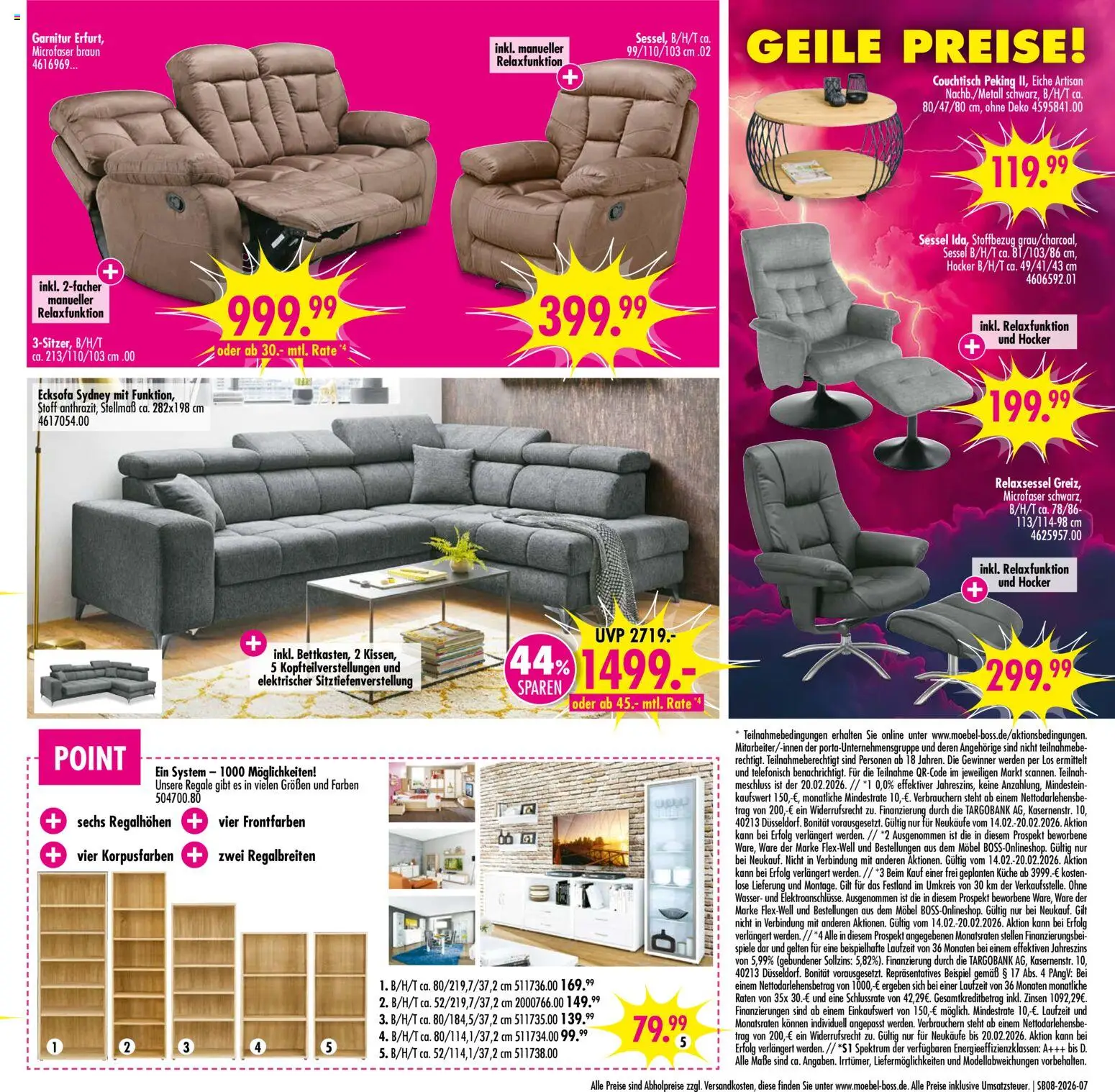 SB Möbel Boss Prospekt 	 – gültig ab 14.02.2026 | Seite: 7 | Produkte: Hocker, Couchtisch, Küche, Wasser