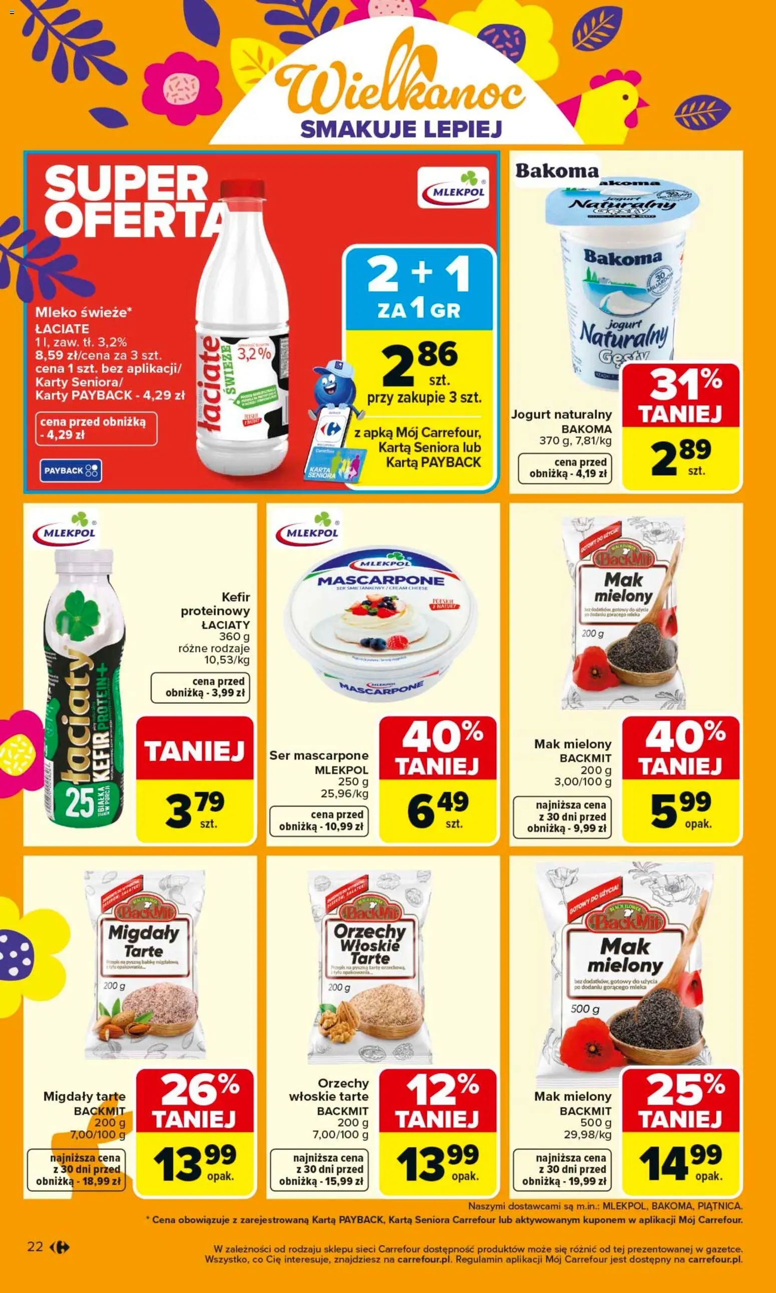 Carrefour gazetka od 23.03.2026 | Strona: 28 | Produkty: Jogurt naturalny, Mleka, Jogurt, Ser mascarpone