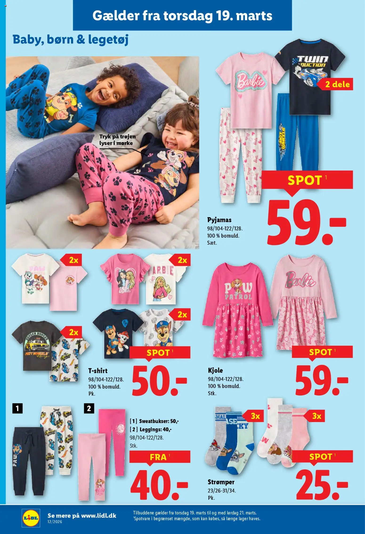 Lidl - Weekend avis tilbudsavis – gyldig fra 19.03.2026 | Side: 13 | Produkter: Pyjamas, Leggings, Søm, Sweatbukser