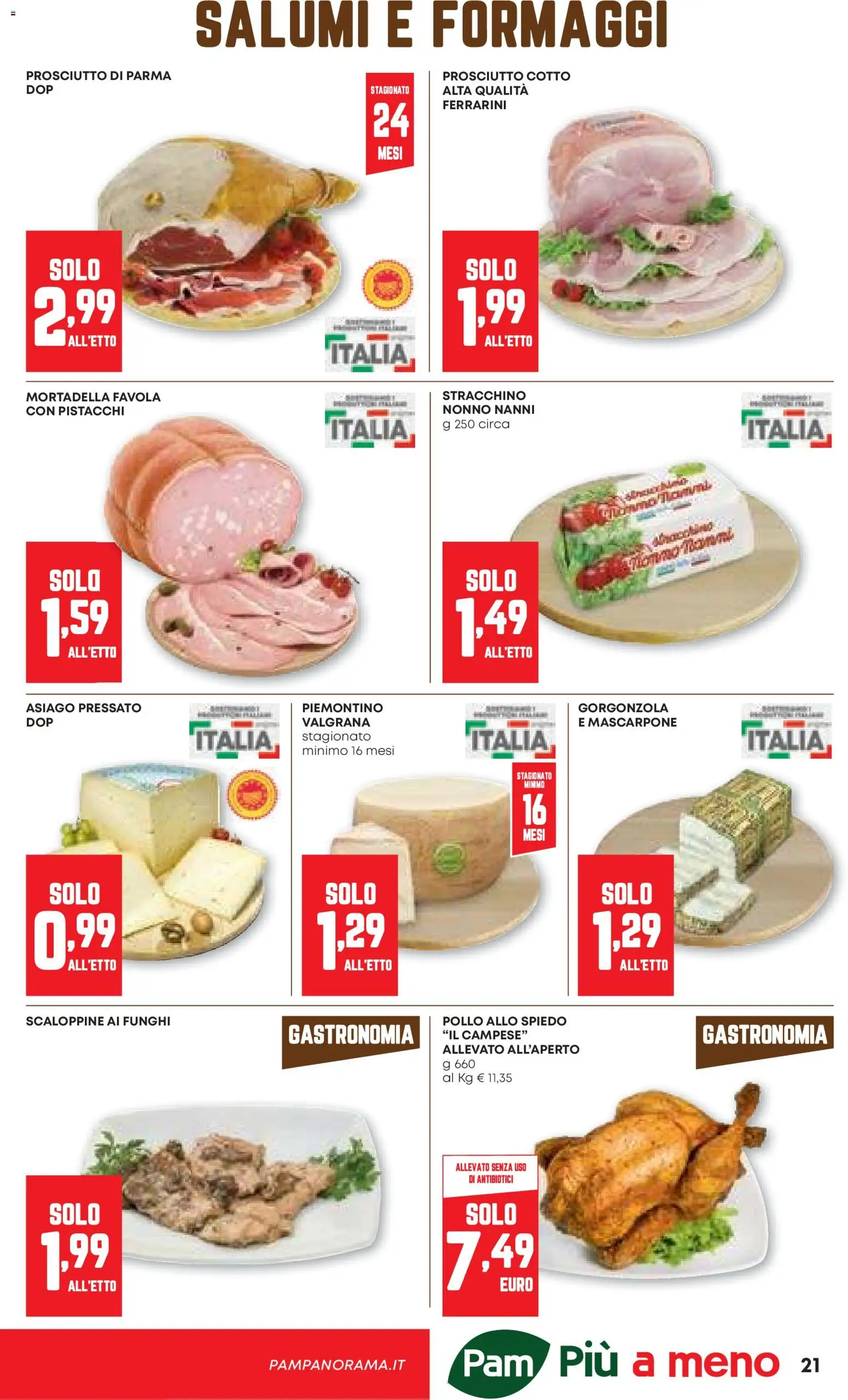 Volantino PAM del 20.11.2025 | Pagina: 21 | Prodotti: Prosciutto Cotto, Pollo, Stracchino, Gorgonzola
