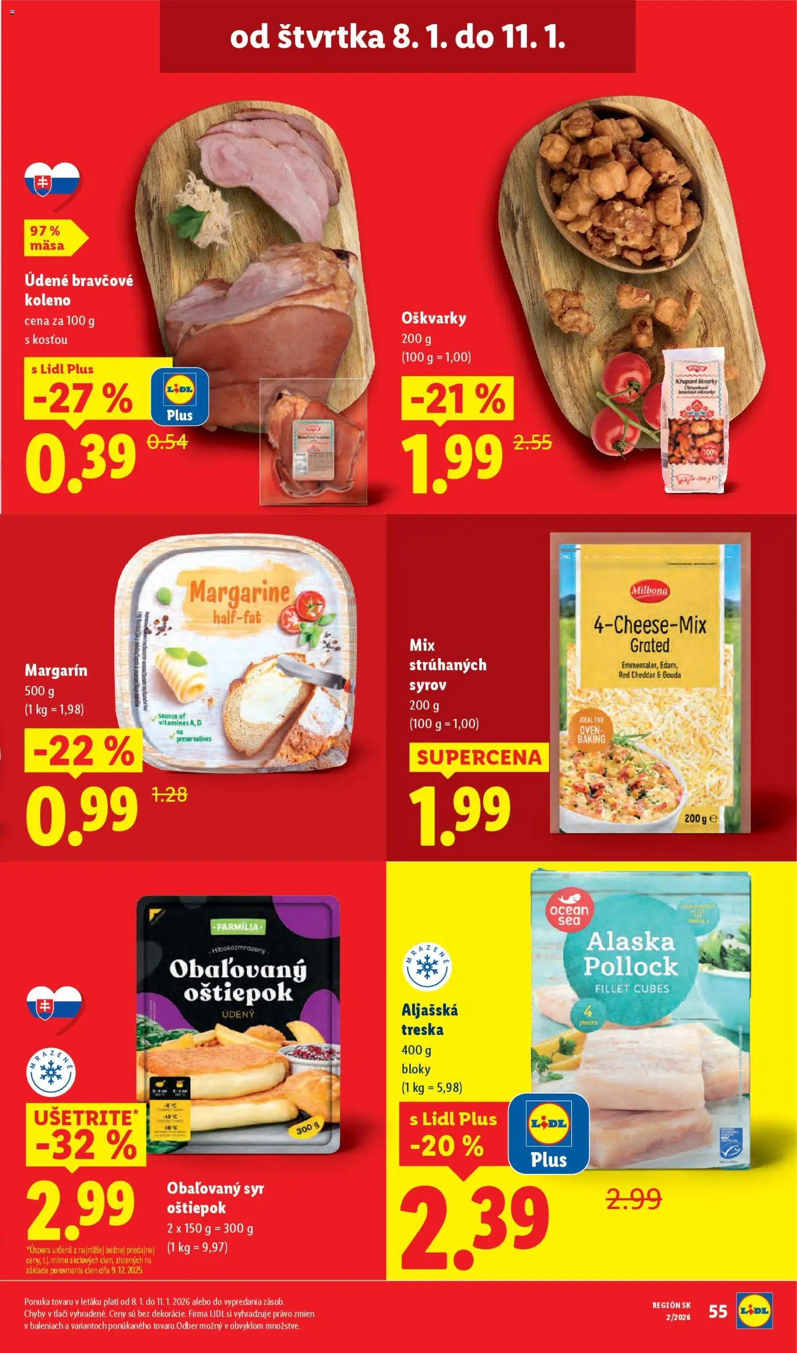 Nové Lidl akcie – leták je platný od 05.01.2026 | Strana: 65 | Produkty: Syr, Gouda, Bravčové koleno, Treska