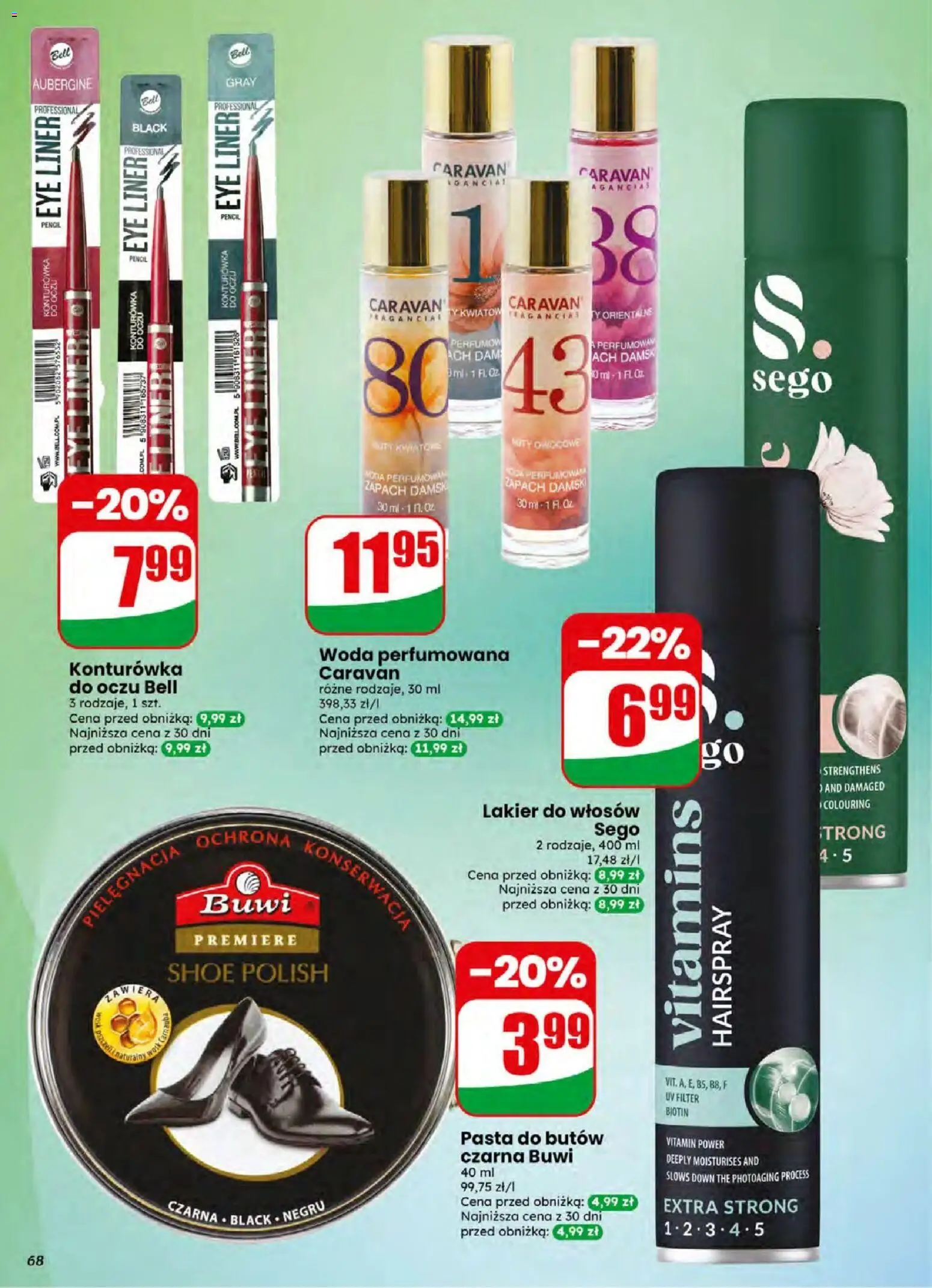 Dino gazetka od 15.04.2026 | Strona: 68 | Produkty: Zapach, Eyeliner, Lakier do włosów, Woda