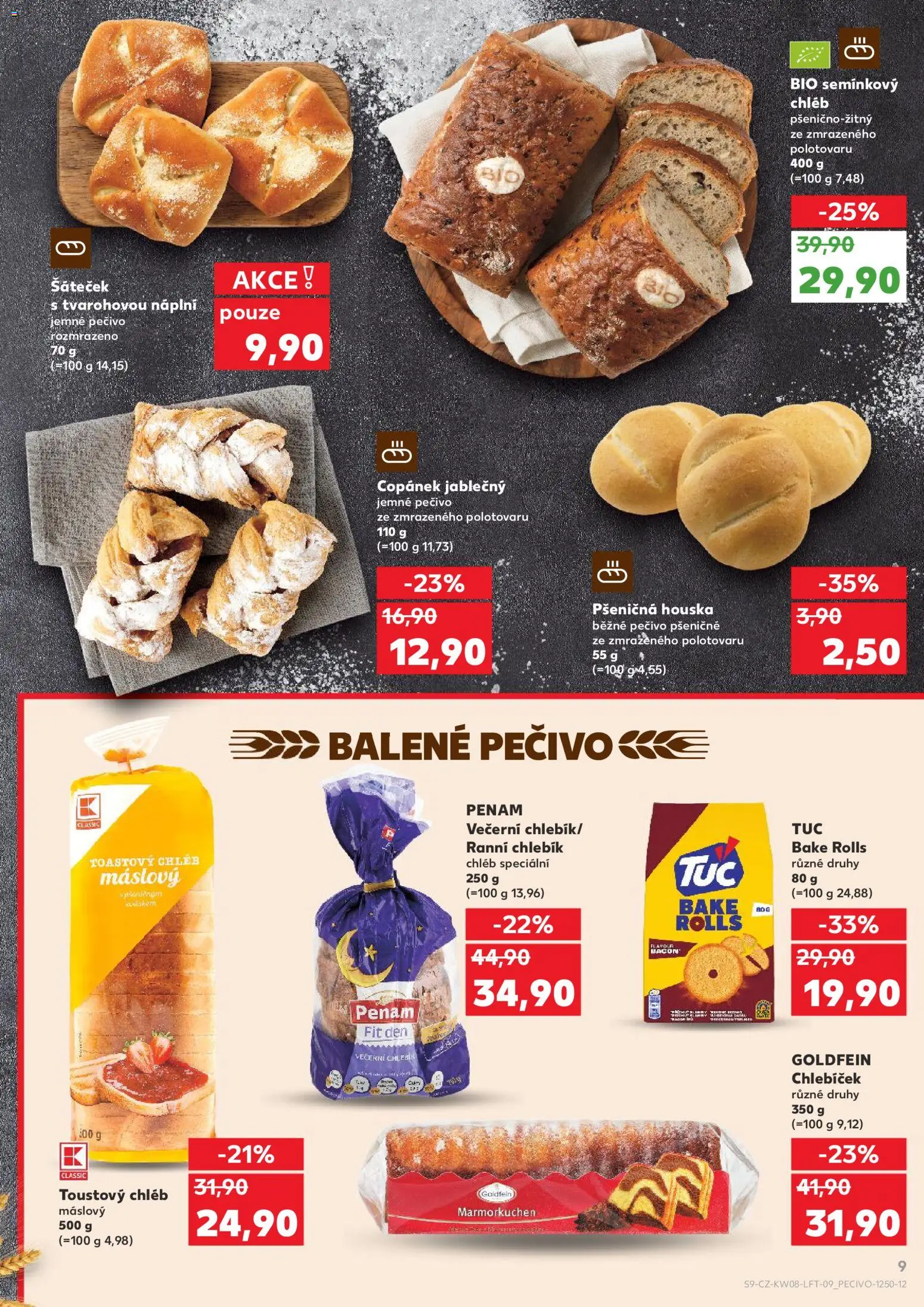 Kaufland leták - Liberec od 18.02.2026 | Strana: 9 | Produkty: Chléb, Pečivo, Večerní chlebík, Toustový chléb