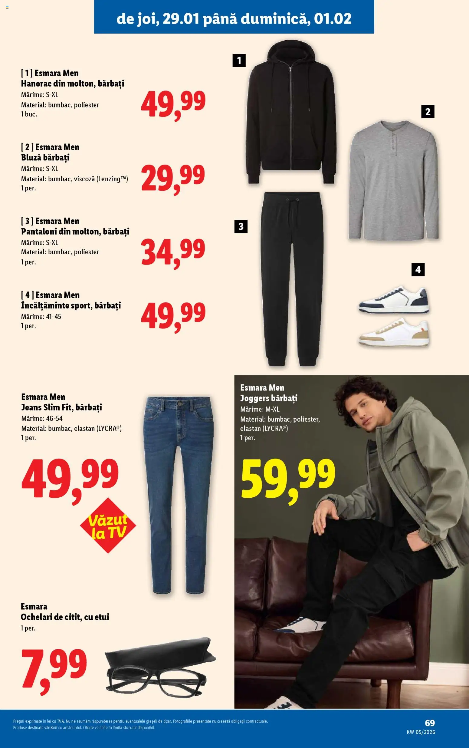 Noul catalog Lidl – valabil de la 26.01.2026 | Pagină: 69 | Produse: Ochelari, Bornoz takımı, Bluză, Pantaloni