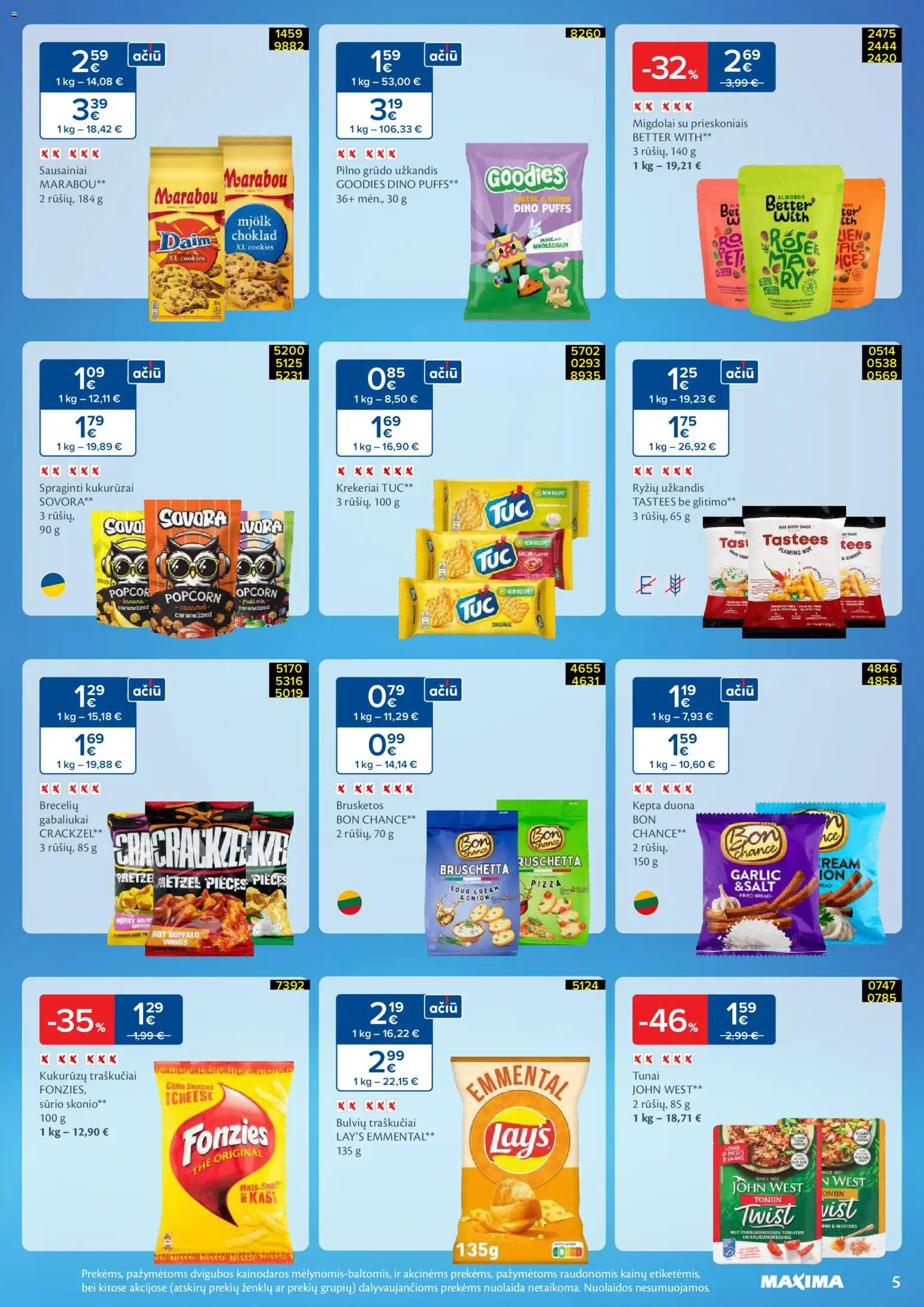 MAXIMA akcijos nuo 24.02.2026 | Puslapis: 5 | Prekių: Sausainiai, Kukurūzai, Duona, Traškučiai
