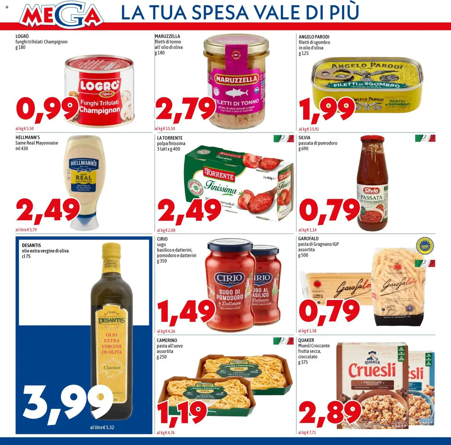 Volantino Mega del 13.11.2025 | Pagina: 8 | Prodotti: Muesli, Pomodoro, Pasta, Passata di pomodoro