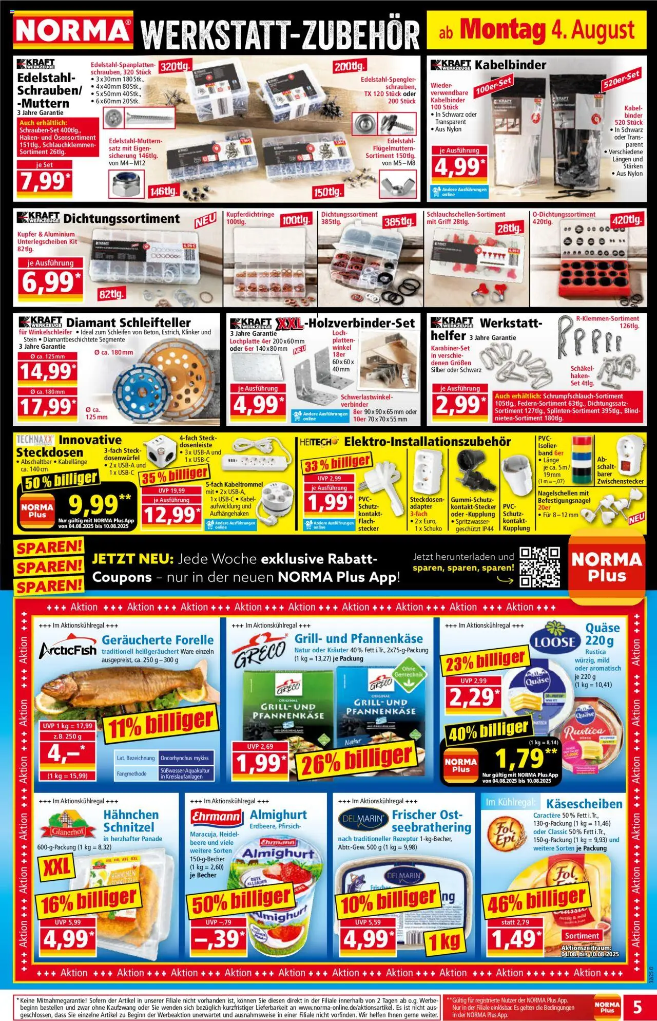 Norma Prospekt 	 - gültig ab dem 04.08.2025 | Seite: 5 | Produkte: Verbinder, Adapter, Grill, Ehrmann almighurt