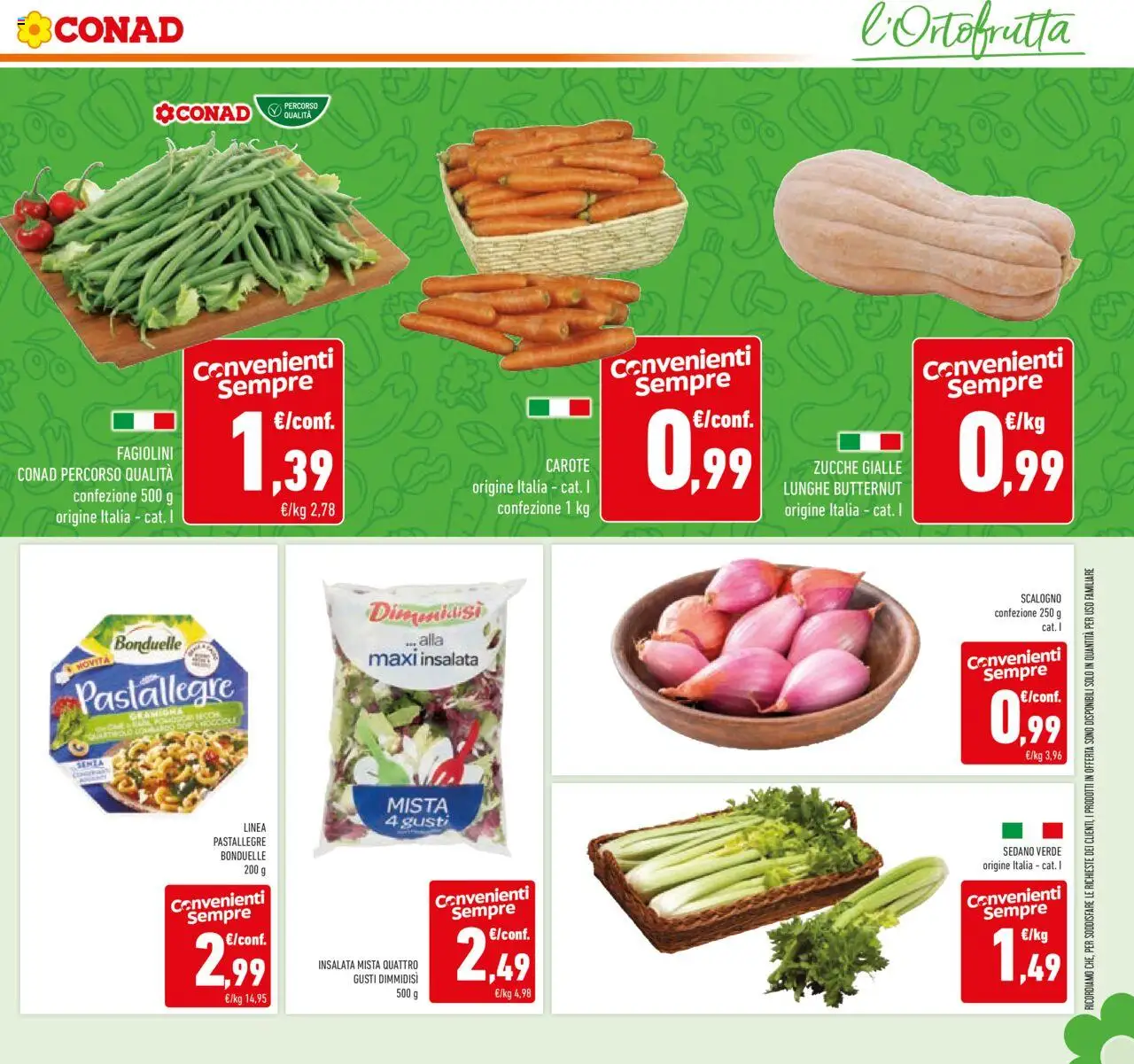 Volantino Conad del 10.09.2025 | Pagina: 9 | Prodotti: Insalata, Carote, Sedano, Pasta
