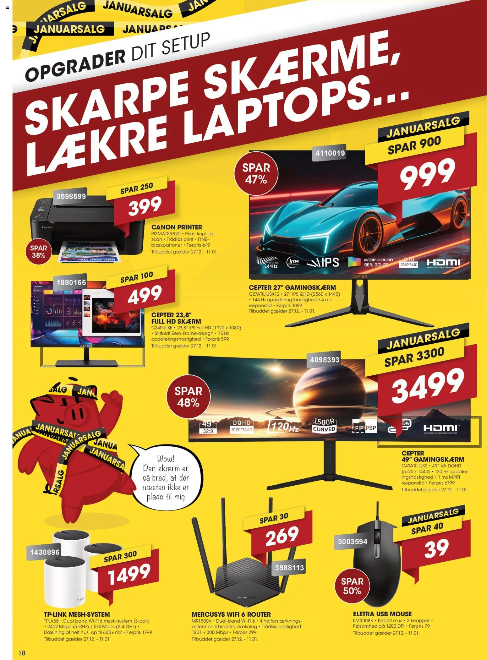 Punkt1 tilbudsavis – gyldig fra 27.12.2025 | Side: 18 | Produkter: Skærm, USB, Printer, Router