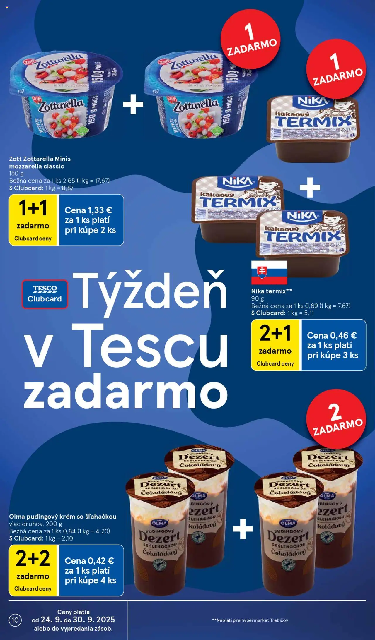 Nové Tesco akcie – leták je platný od 24.09.2025 | Strana: 10 | Produkty: Mozzarella, Krém