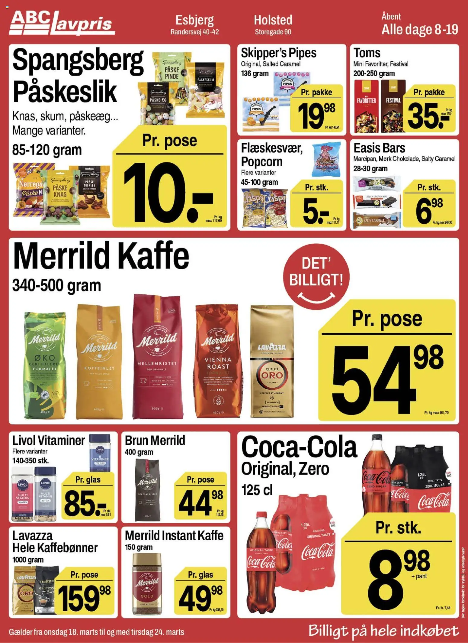 Abc Lavpris tilbudsavis – gyldig fra 18.03.2026 | Side: 7 | Produkter: Kaffe, Cola, Flæskesvær, Instant Kaffe