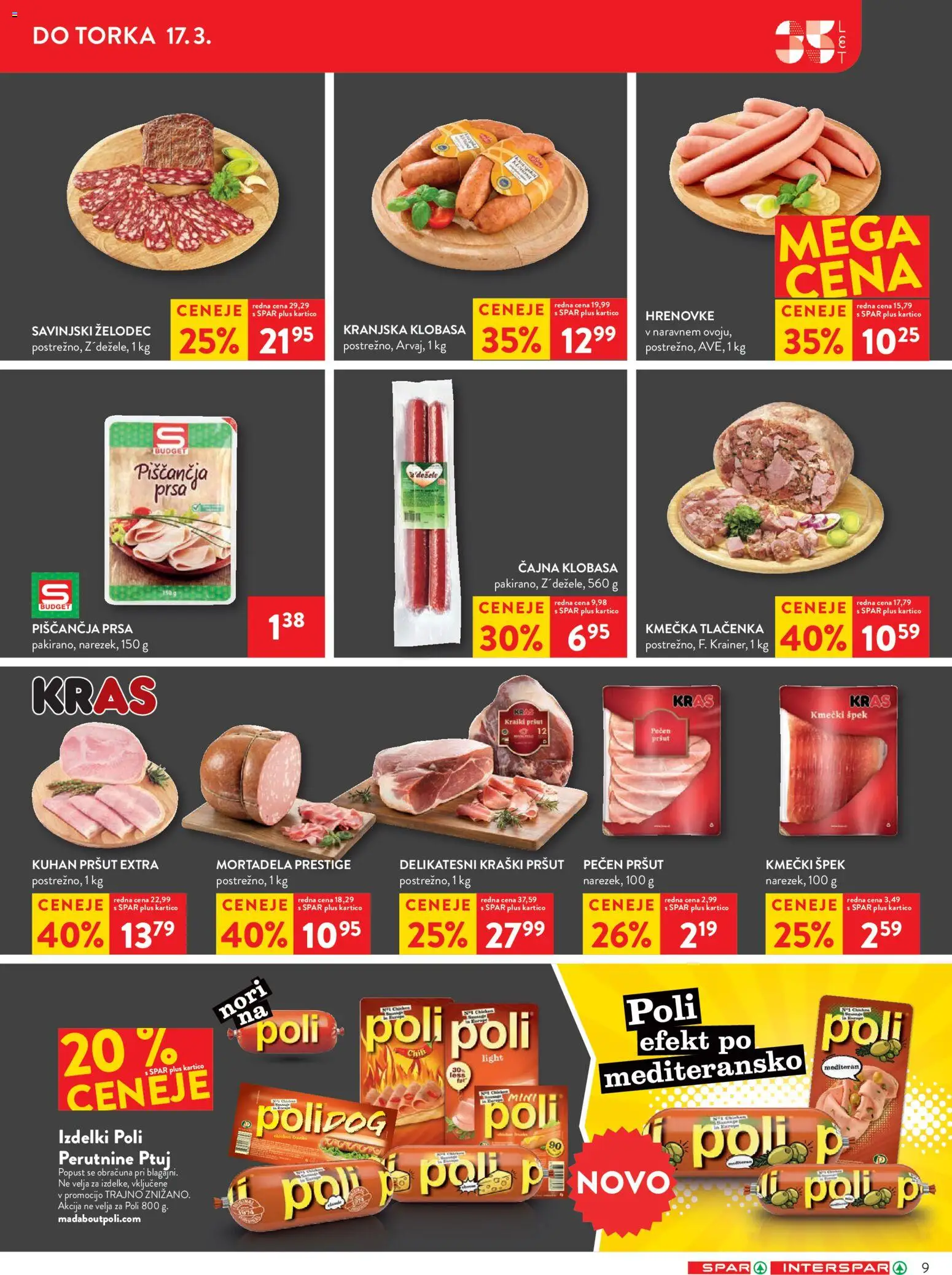 Novi Spar katalog ponudbe – veljaven od 11.03.2026 | Stran: 11 | Izdelki: Hrenovke, Pršut, Mortadela