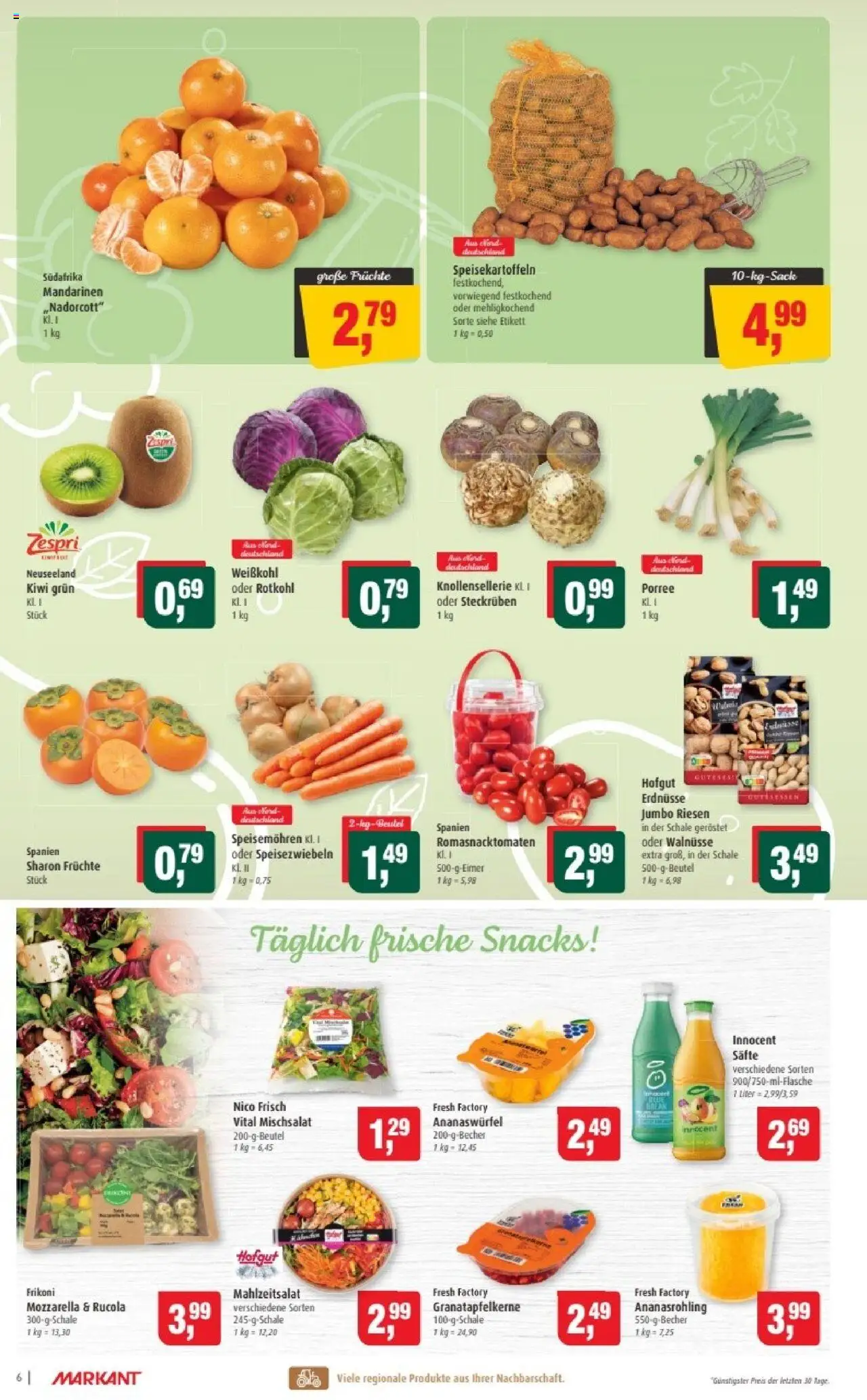 Markant Prospekt 	 – gültig ab 20.10.2025 | Seite: 6 | Produkte: Walnüsse, Mozzarella, Rucola, Mandarinen