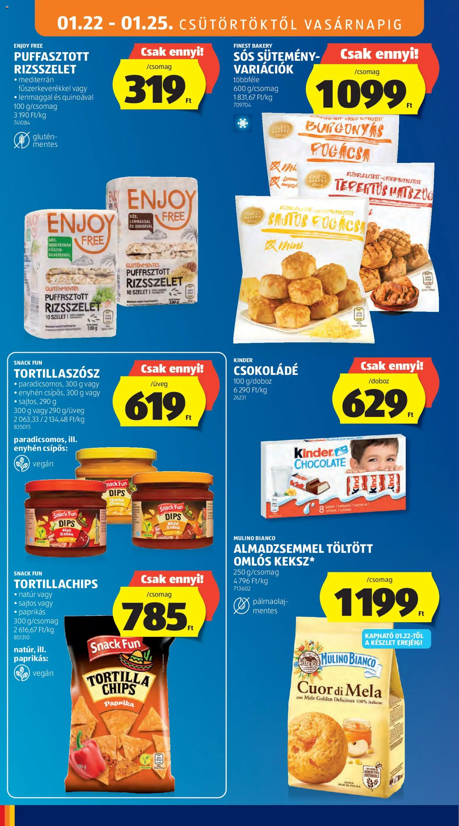Aldi akciós ujság - amely érvényes a következő dátumtól: 22.01.2026 | Oldal: 12 | Termékek: Tortilla, Csokoládé, Sütemény, Pogácsa