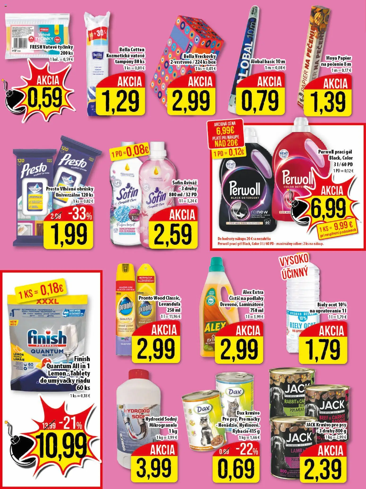 Nové Klas akcie – leták je platný od 30.03.2026 | Strana: 23 | Produkty: Perwoll, Aviváž, Tablety do umývačky riadu, Ocot