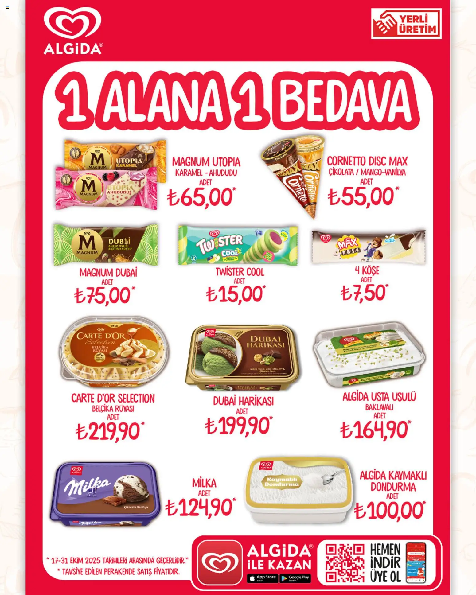 Hakmar Express 1 Alana 1 Bedava - 17.10.2025 tarihinden itibaren geçerlidir | Sayfa: 1 | Ürünler: Çikolata, Dondurma, Ahududu