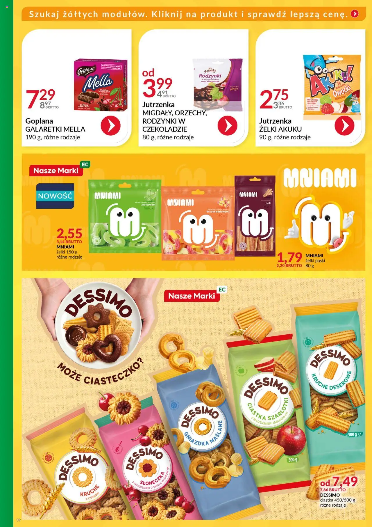 Eurocash Gazetka - Katalog Artykułów Spożywczych od 01.06.2025 | Strona: 39 | Produkty: Galaretki, Ciastka, Ciasteczka, Rodzynki