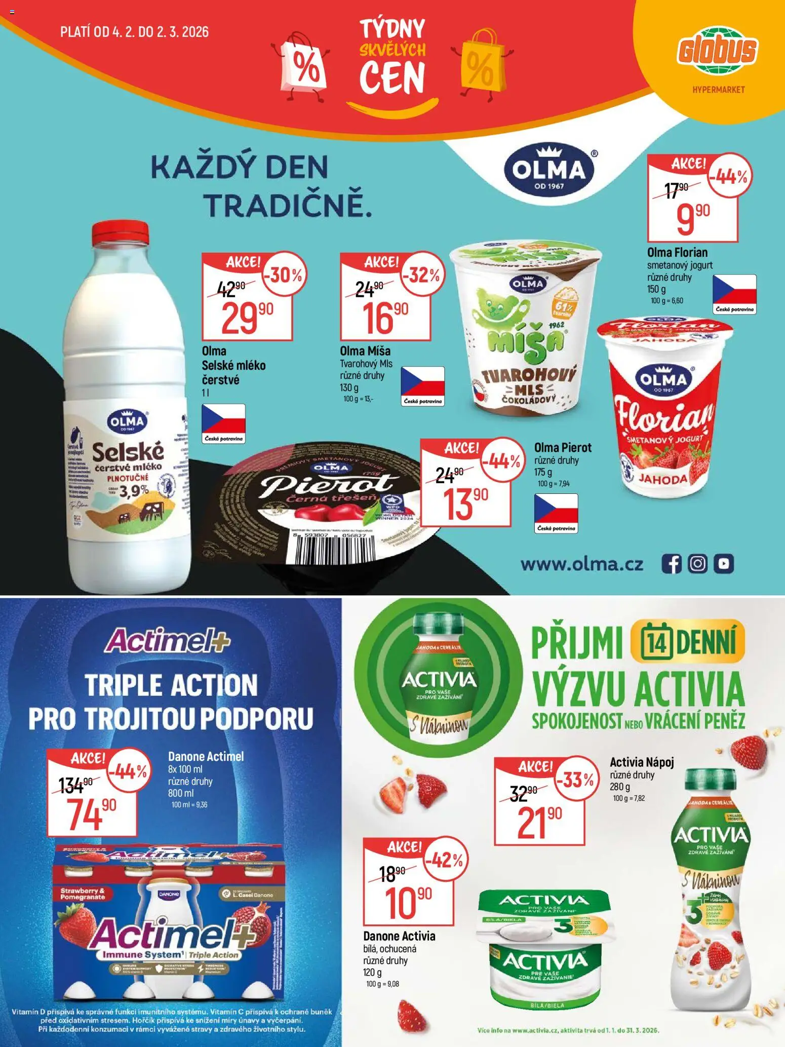 Globus leták - Trmice od 04.02.2026 | Strana: 7 | Produkty: Danone Activia, Vitamin c, Hořčík, Mléko