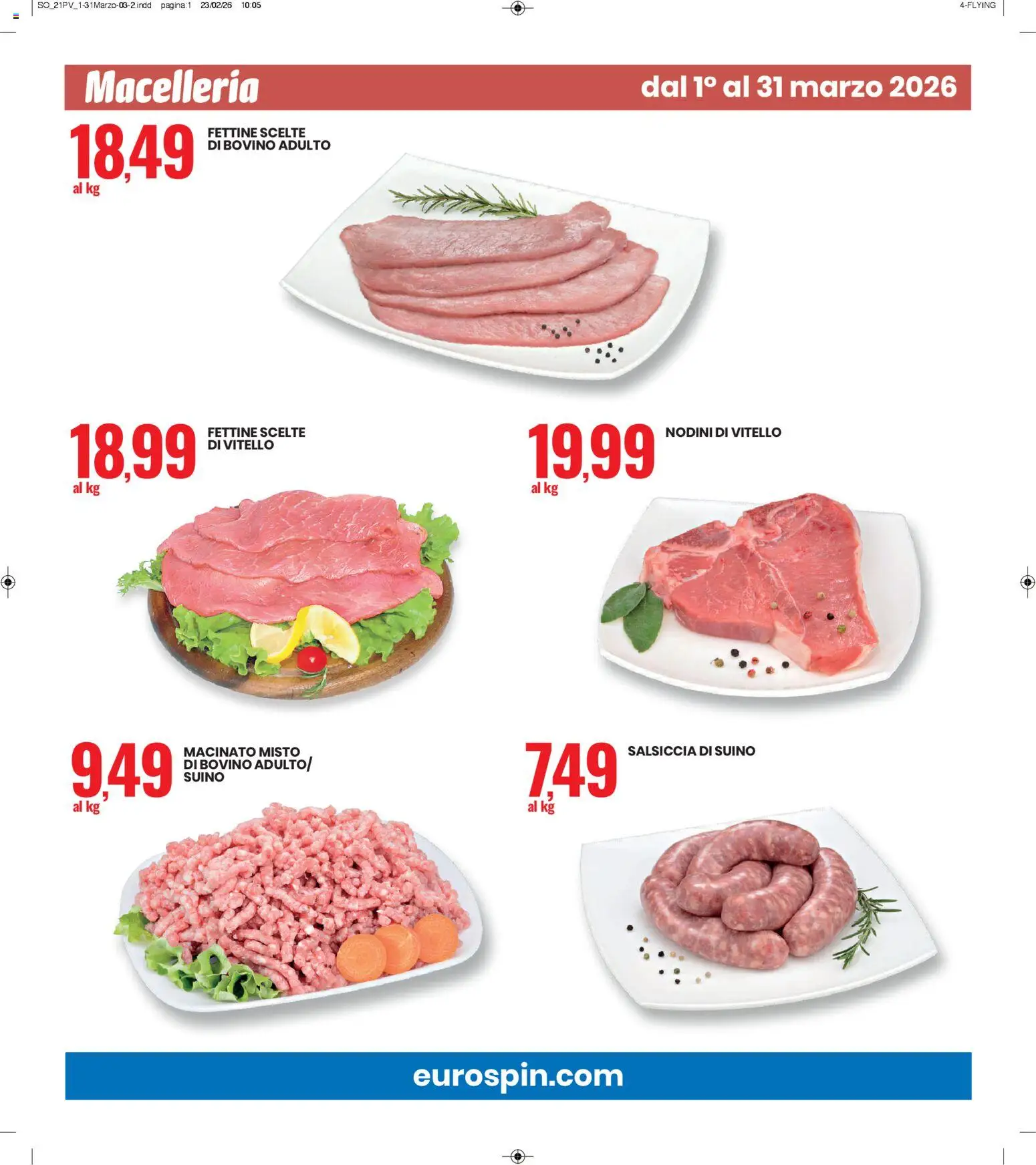 Volantino Eurospin del 01.03.2026 | Pagina: 3 | Prodotti: Bovino, Suino, Vitello, Macinato