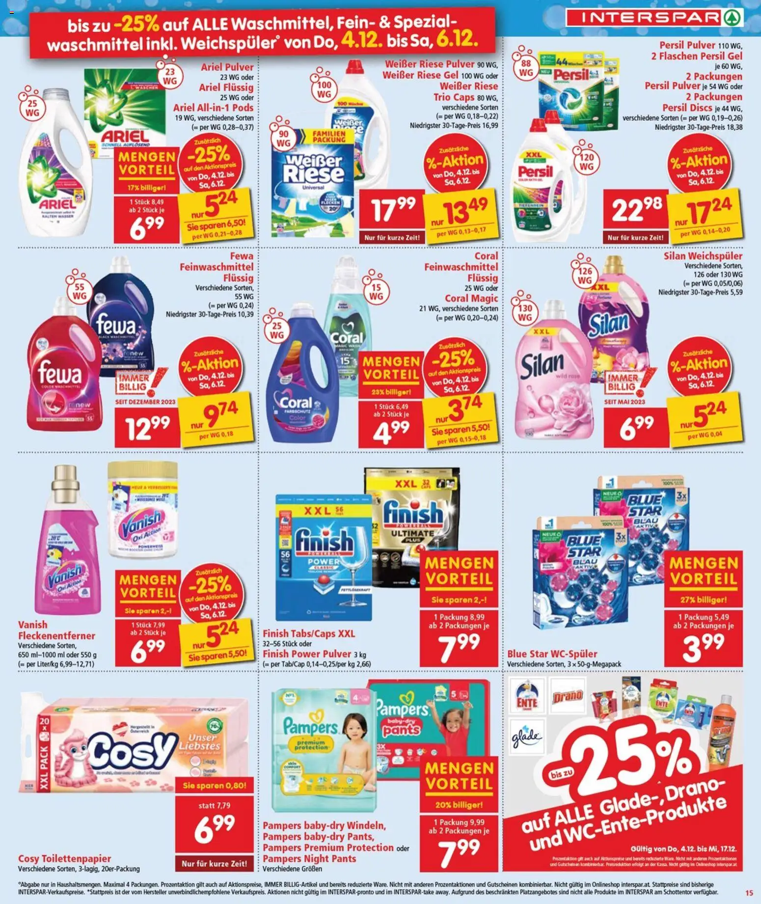 Interspar Flugblatt - Burgenland gültig ab 04.12.2025 | Seite: 15 | Produkte: Chips, Schokolade, Pizza, Bananen