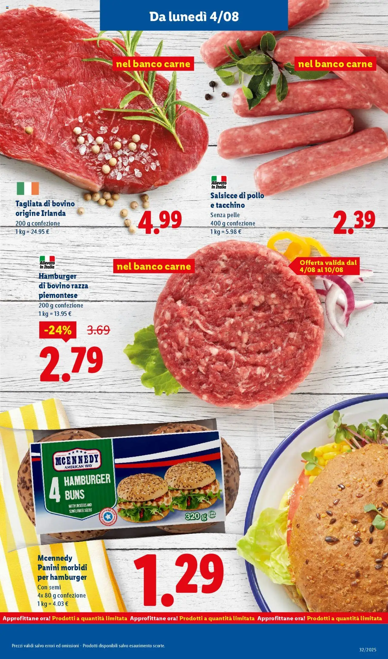 Volantino Lidl del 04.08.2025 | Pagina: 23 | Prodotti: Bovino, Pollo, Tacchino, Hamburger