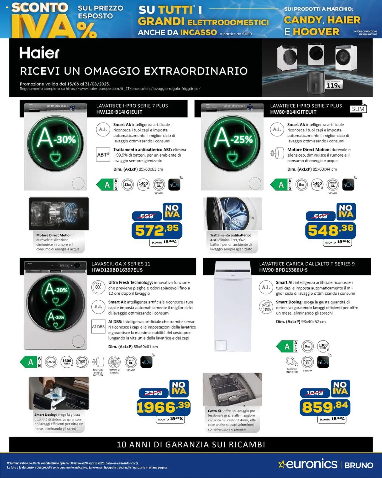 Volantino Euronics del 31.07.2025 | Pagina: 29 | Prodotti: Lavasciuga, Acqua, Lavatrice, Lenzuola