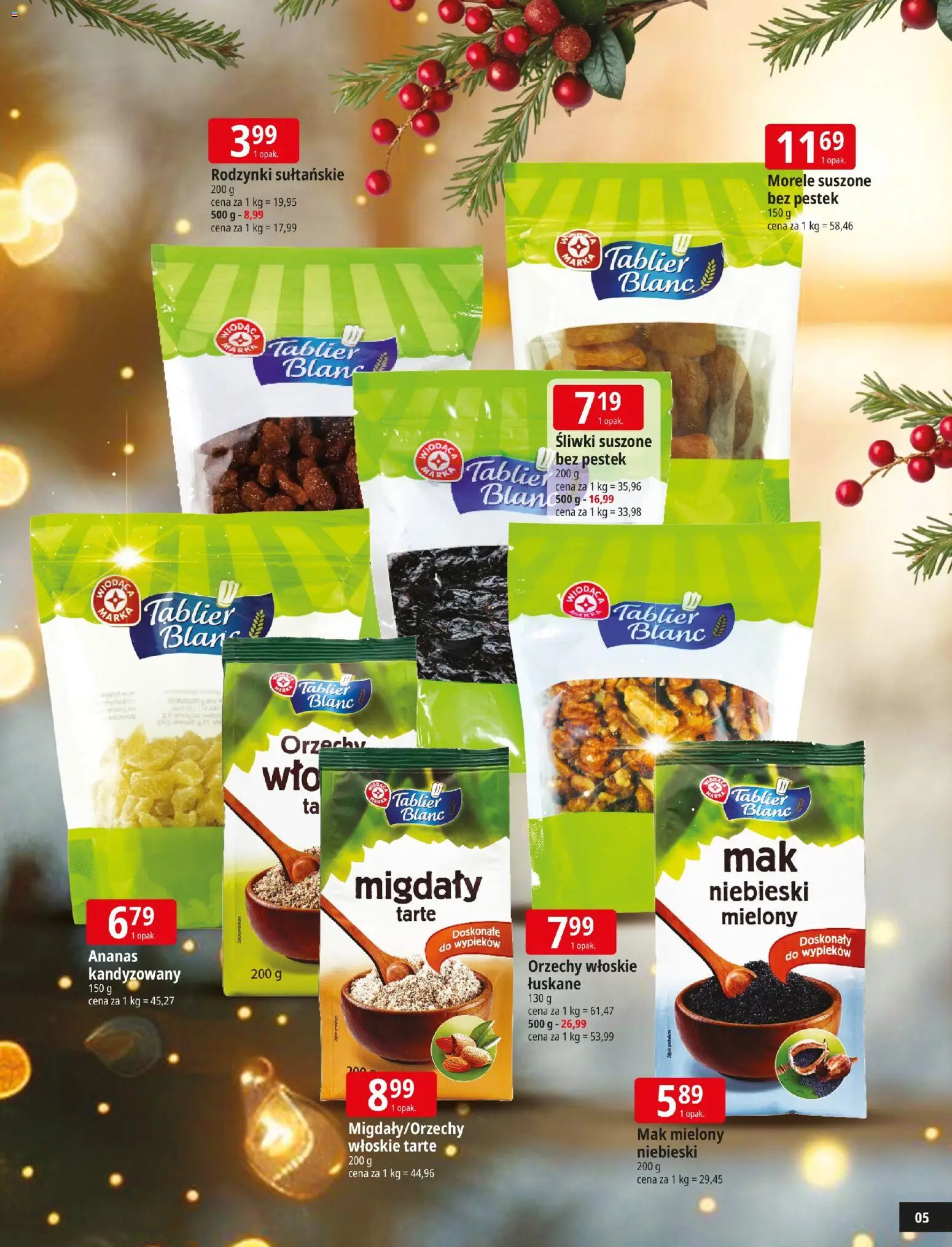 E.Leclerc Gazetka - Kłodzko Święta od 09.12.2025 | Strona: 5 | Produkty: Orzechy włoskie, Morele, Orzechy, Rodzynki