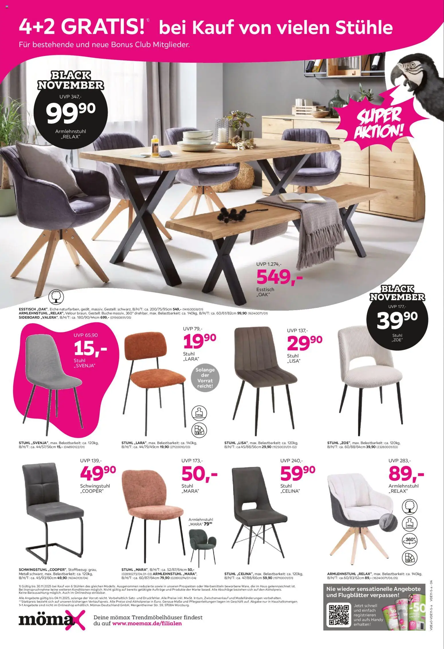 Mömax - Black Friday – gültig ab 03.11.2025 | Seite: 12 | Produkte: Sideboard, Esstisch, Stuhl