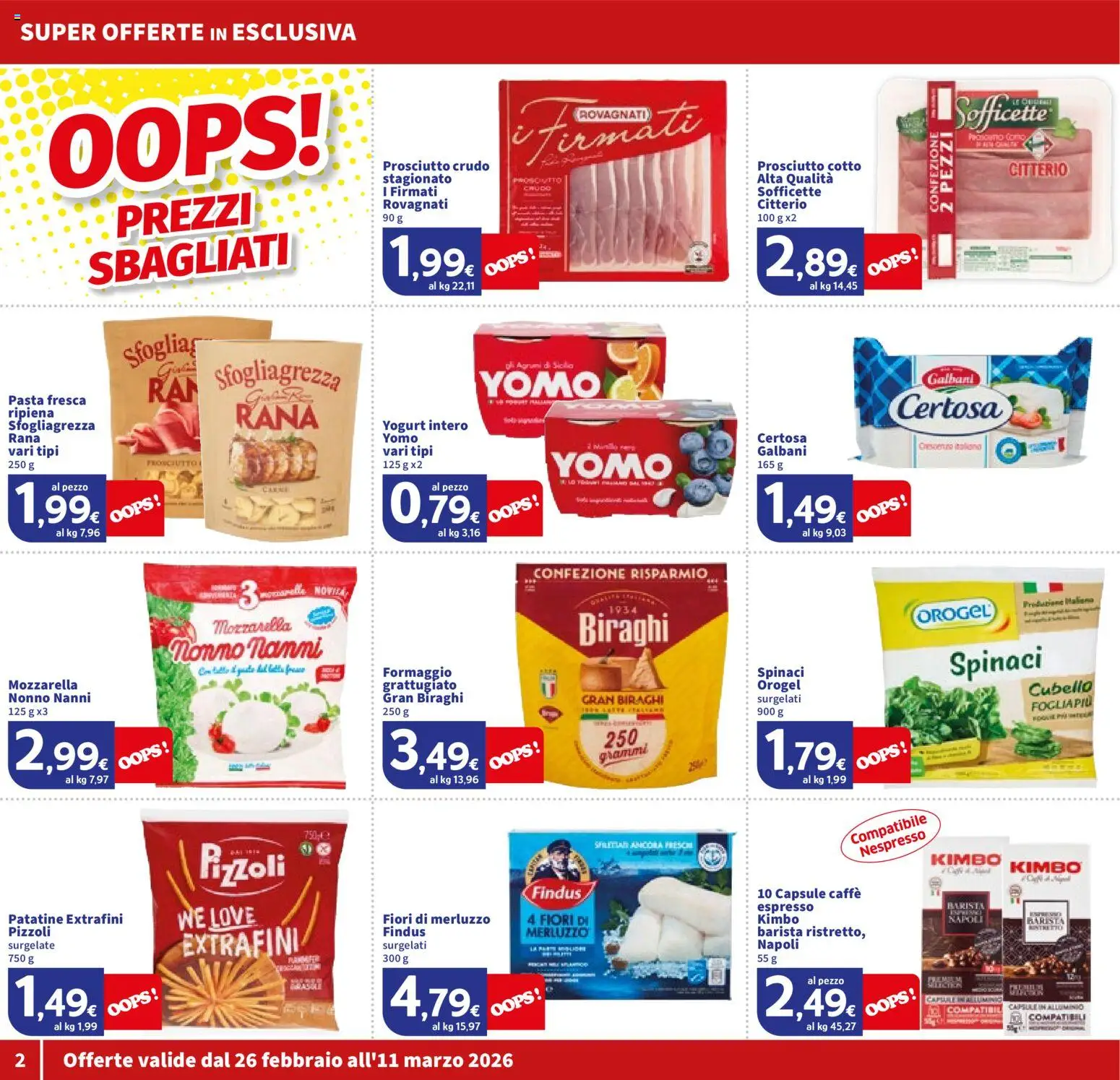 Volantino SIGMA del 26.02.2026 | Pagina: 2 | Prodotti: Yogurt, Formaggio, Prosciutto, Alluminio