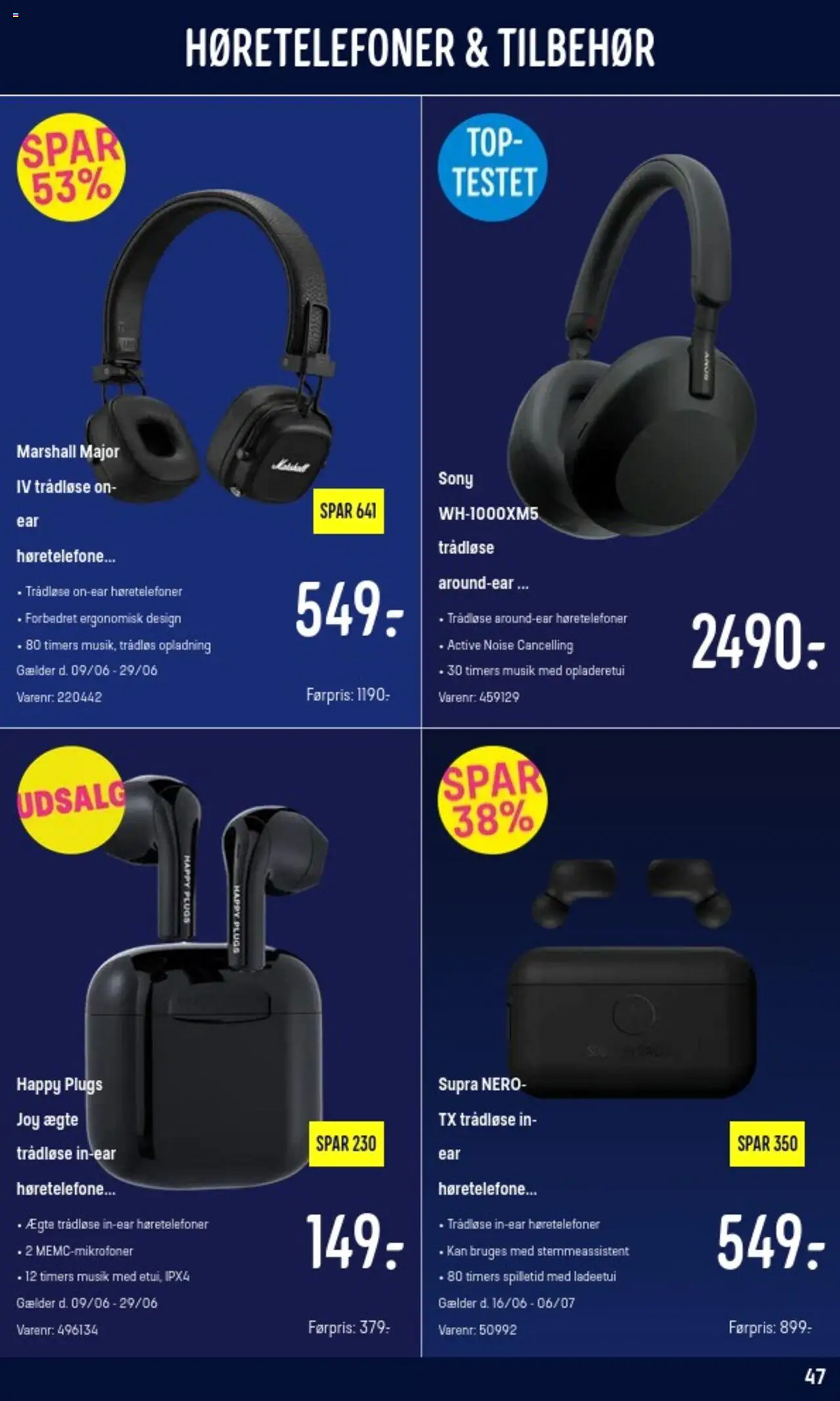Elgiganten Tilbudsavis gyldig fra 23.06.2025 | Side: 47 | Produkter: Høretelefoner