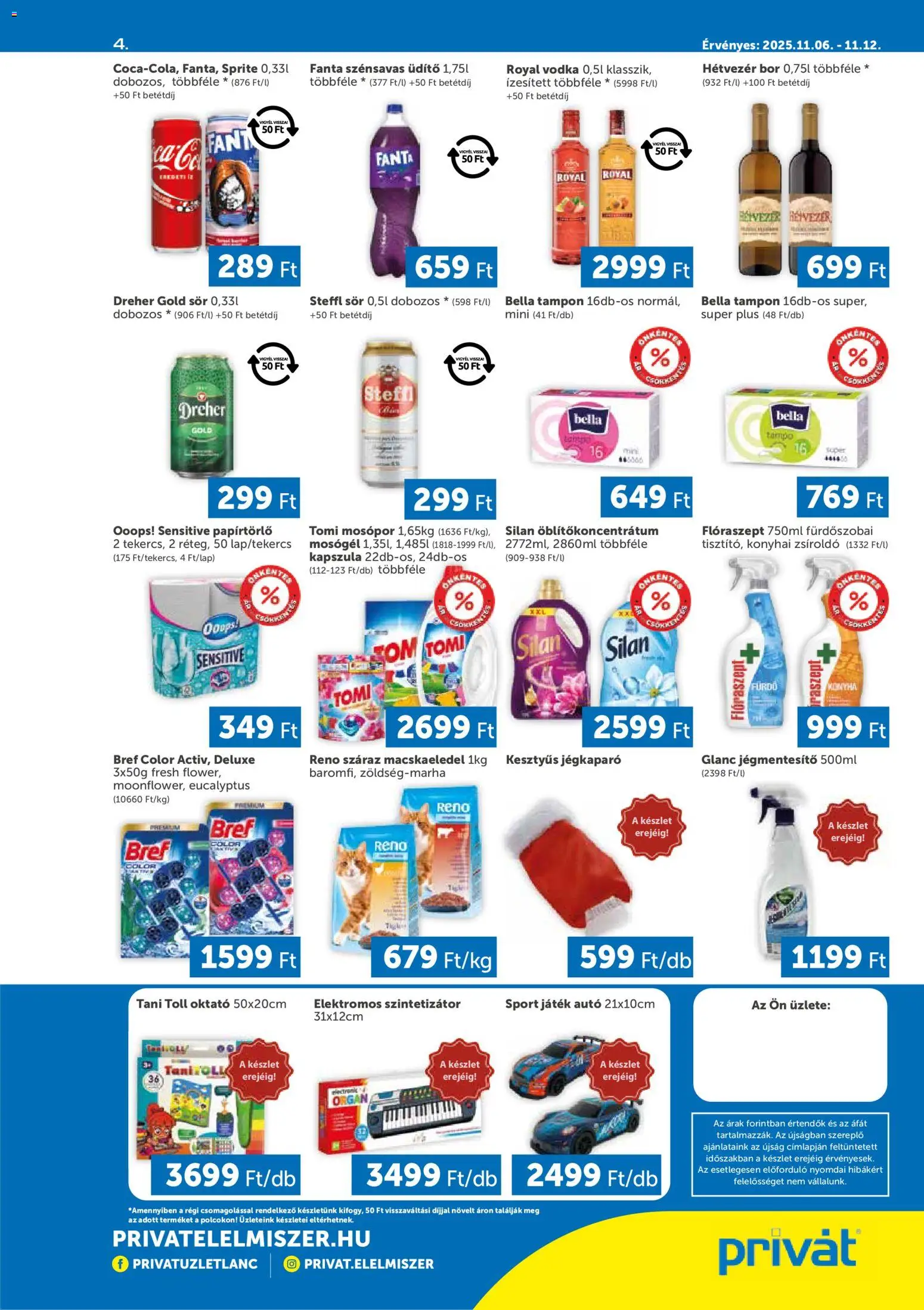 PRIVÁT akciós ujság - amely érvényes a következő dátumtól: 06.11.2025 | Oldal: 4 | Termékek: Steffl sör, Steffl, Sör, Mosópor