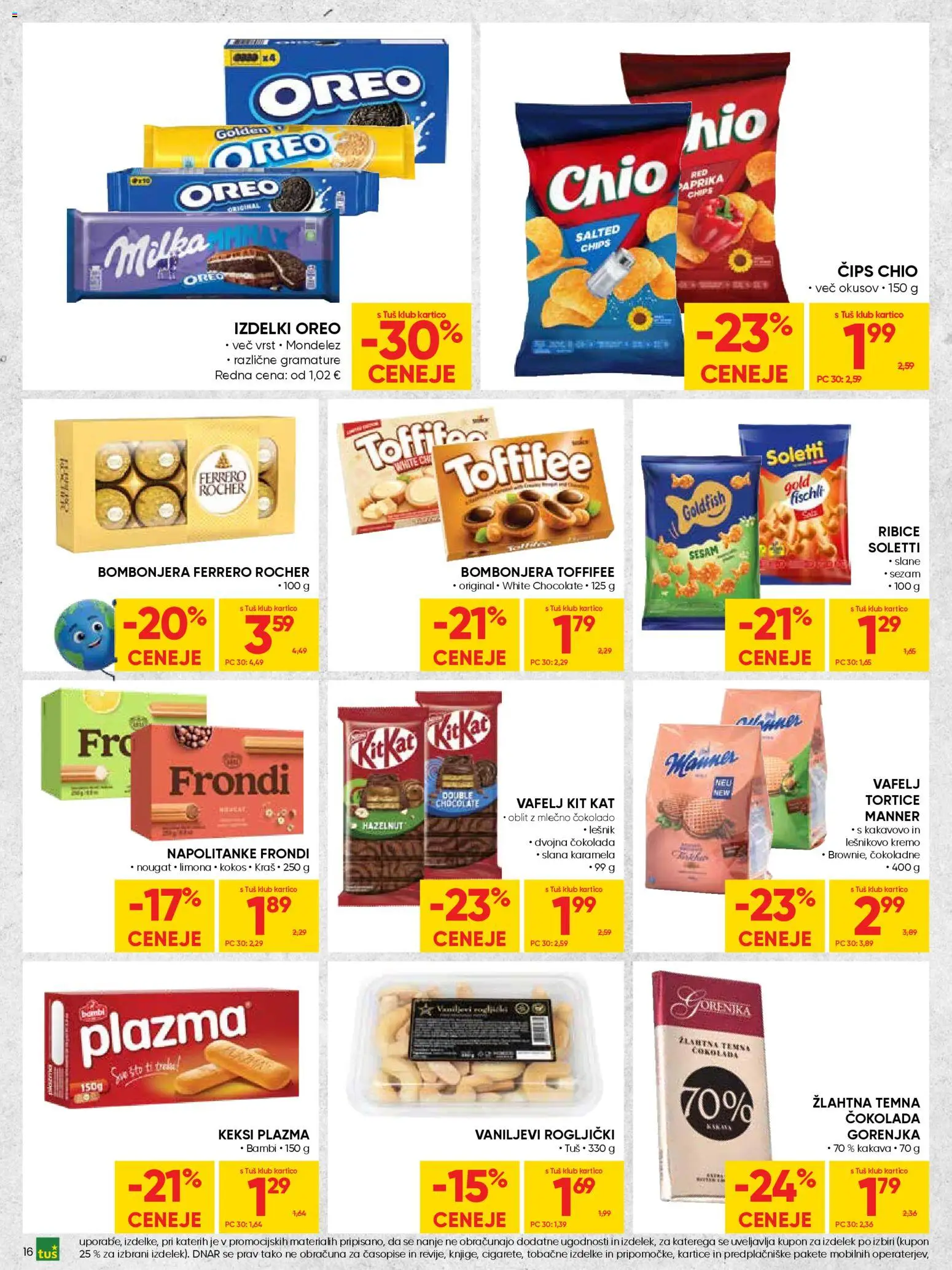 Novi Tuš katalog ponudbe – veljaven od 15.04.2026 | Stran: 16 | Izdelki: Napolitanke, Paprika, Rogljički, Cips