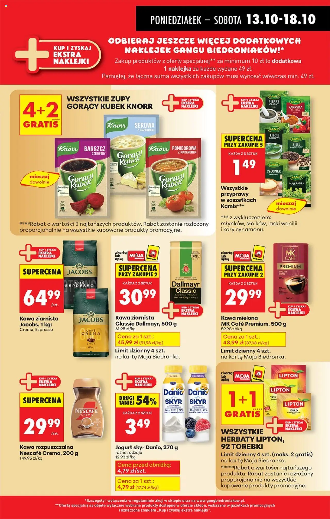 Biedronka gazetka od 13.10.2025 | Strona: 43 | Produkty: Majeranek, Kawa rozpuszczalna, Jogurt, Przyprawy
