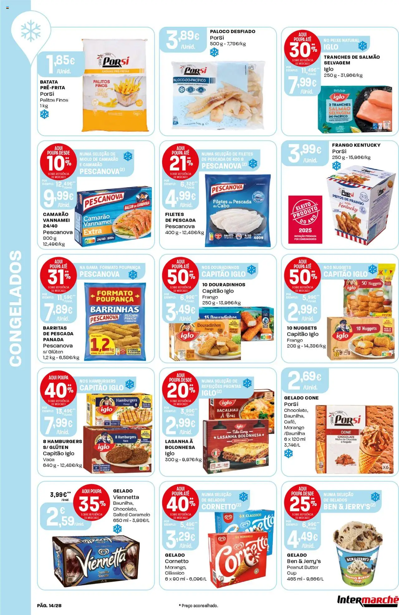 Intermarché folheto │ válido de 26.06.2025 | Página: 14 | Produtos: Frango, Salmão, Chocolate, Peixe