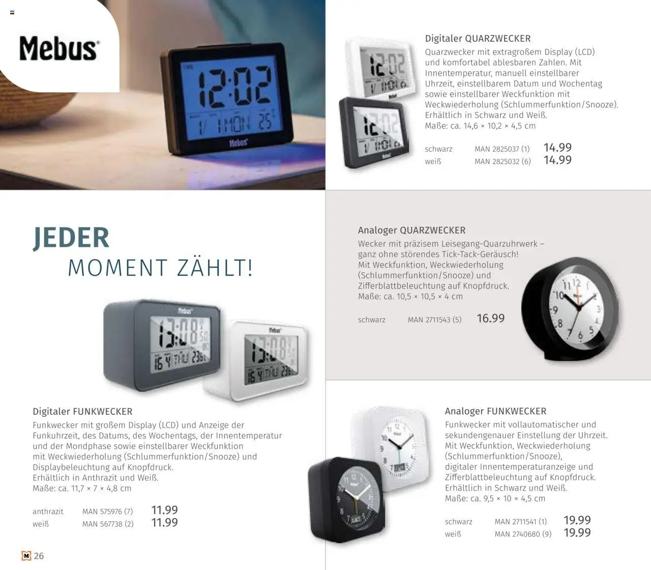 Müller Haushaltskatalog – gültig ab 03.10.2025 | Seite: 26 | Produkte: Wecker