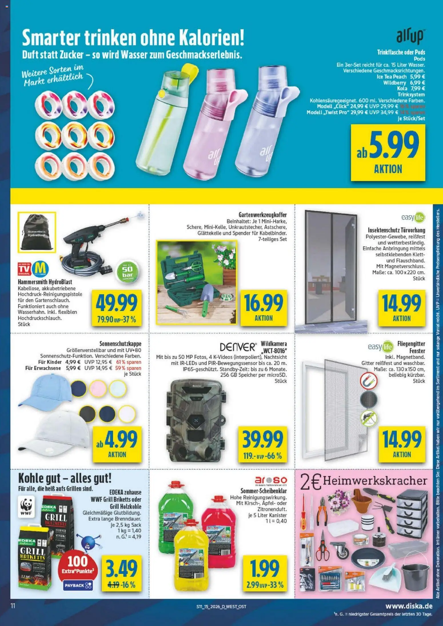 Diska - Diska Angebote Bayern KW15 – gültig ab 07.04.2026 | Seite: 11 | Produkte: Grill, Äpfel, Wasser, Zucker