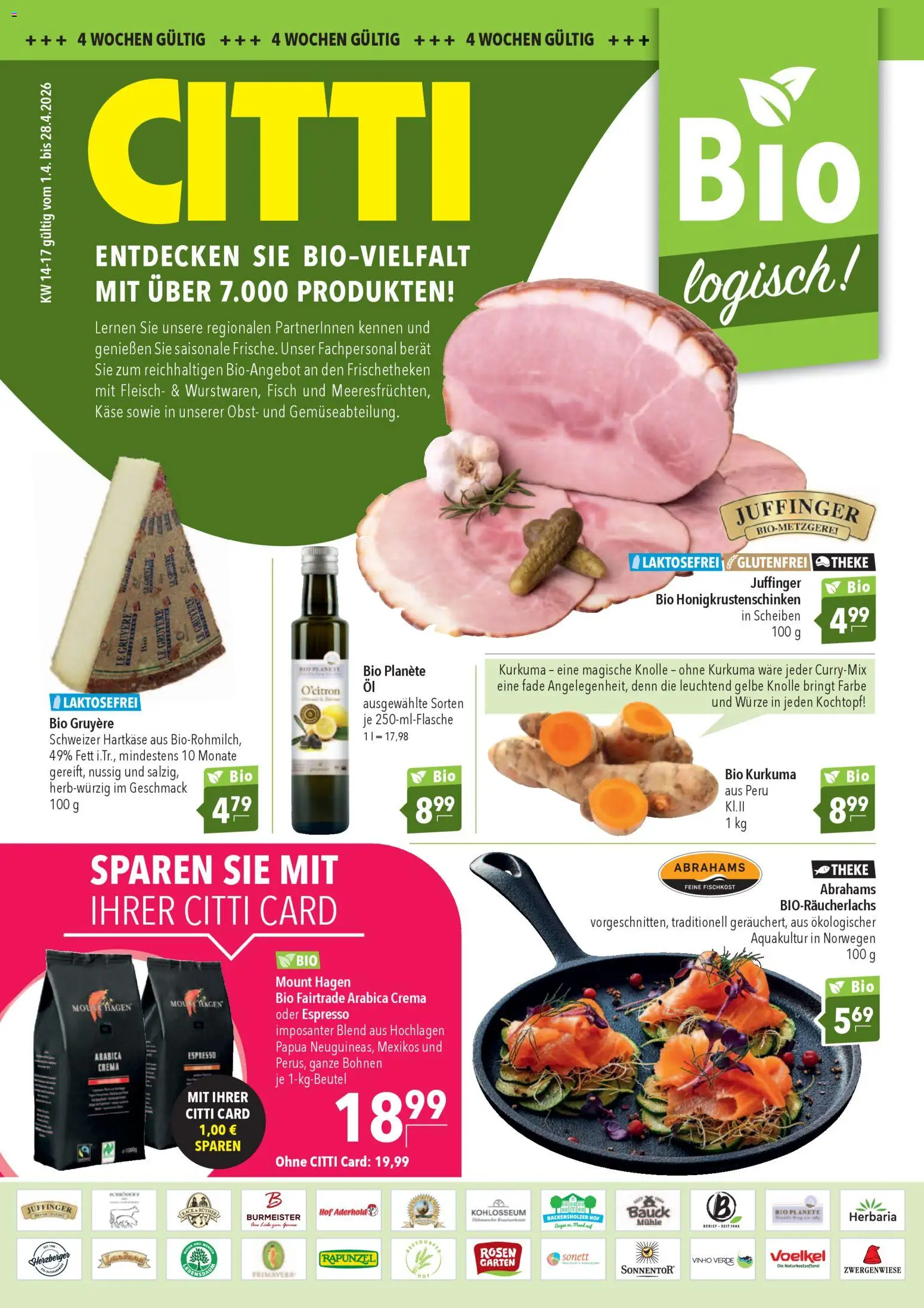 CITTI Markt Bio logisch! – gültig ab 01.04.2026 | Seite: 1 | Produkte: Mühle, Theke, Fisch, Obst