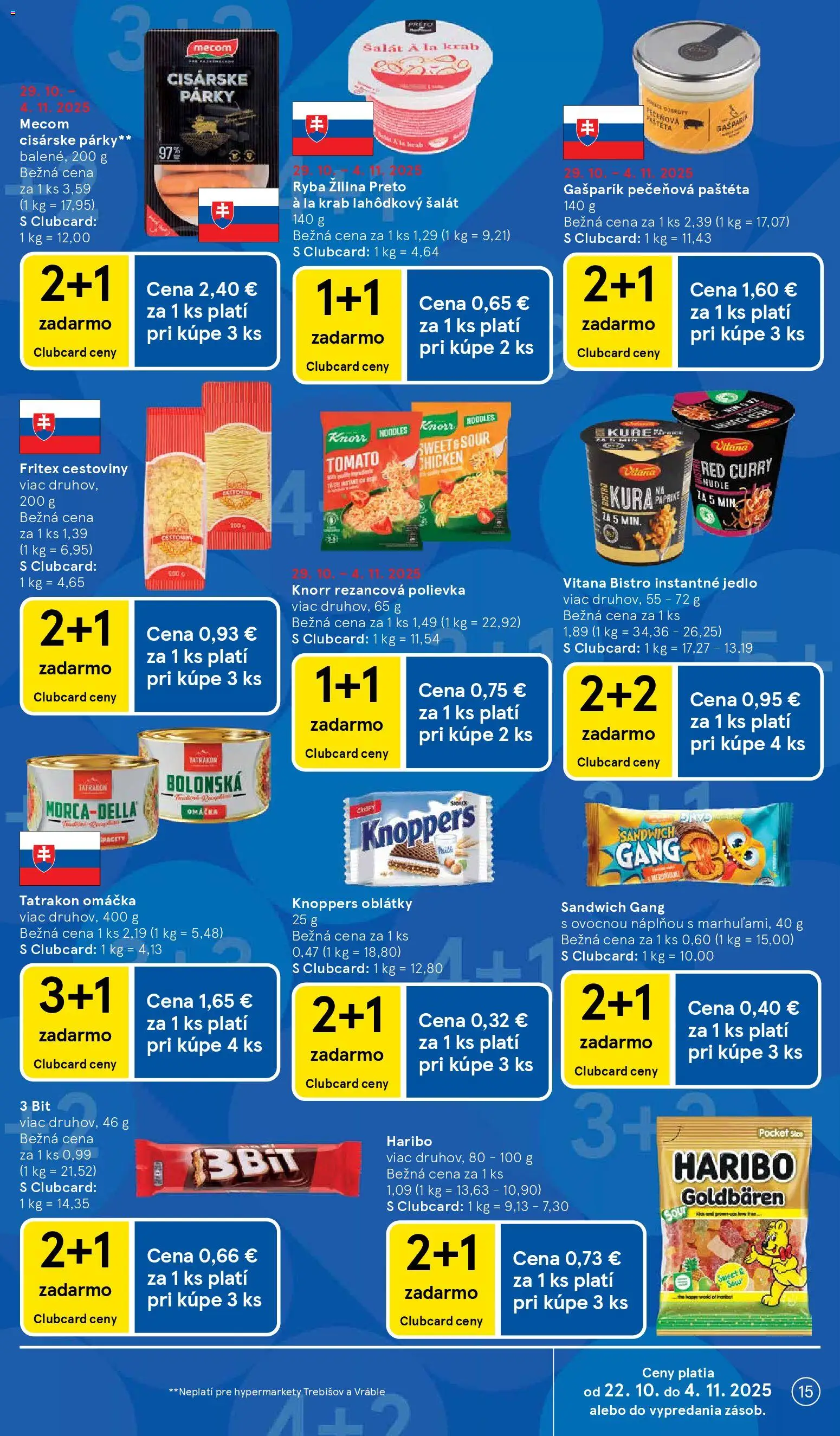 Nové Tesco akcie – leták je platný od 29.10.2025 | Strana: 15 | Produkty: Cestoviny, Ryba, Šalát, Omáčka