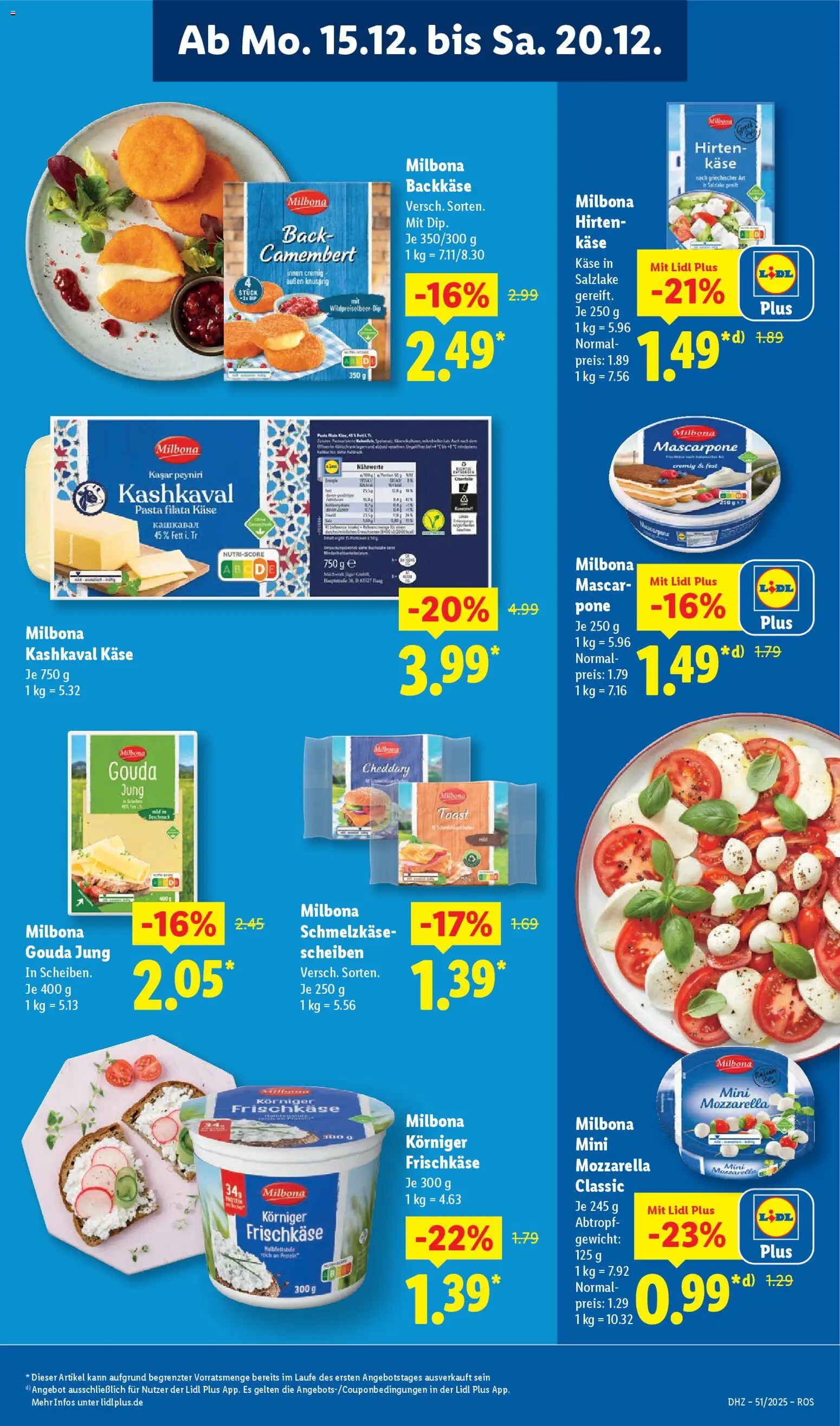 Lidl Prospekt Prenzlau – gültig ab 15.12.2025 | Seite: 15 | Produkte: Gewicht, Käse, Gouda, Frischkase