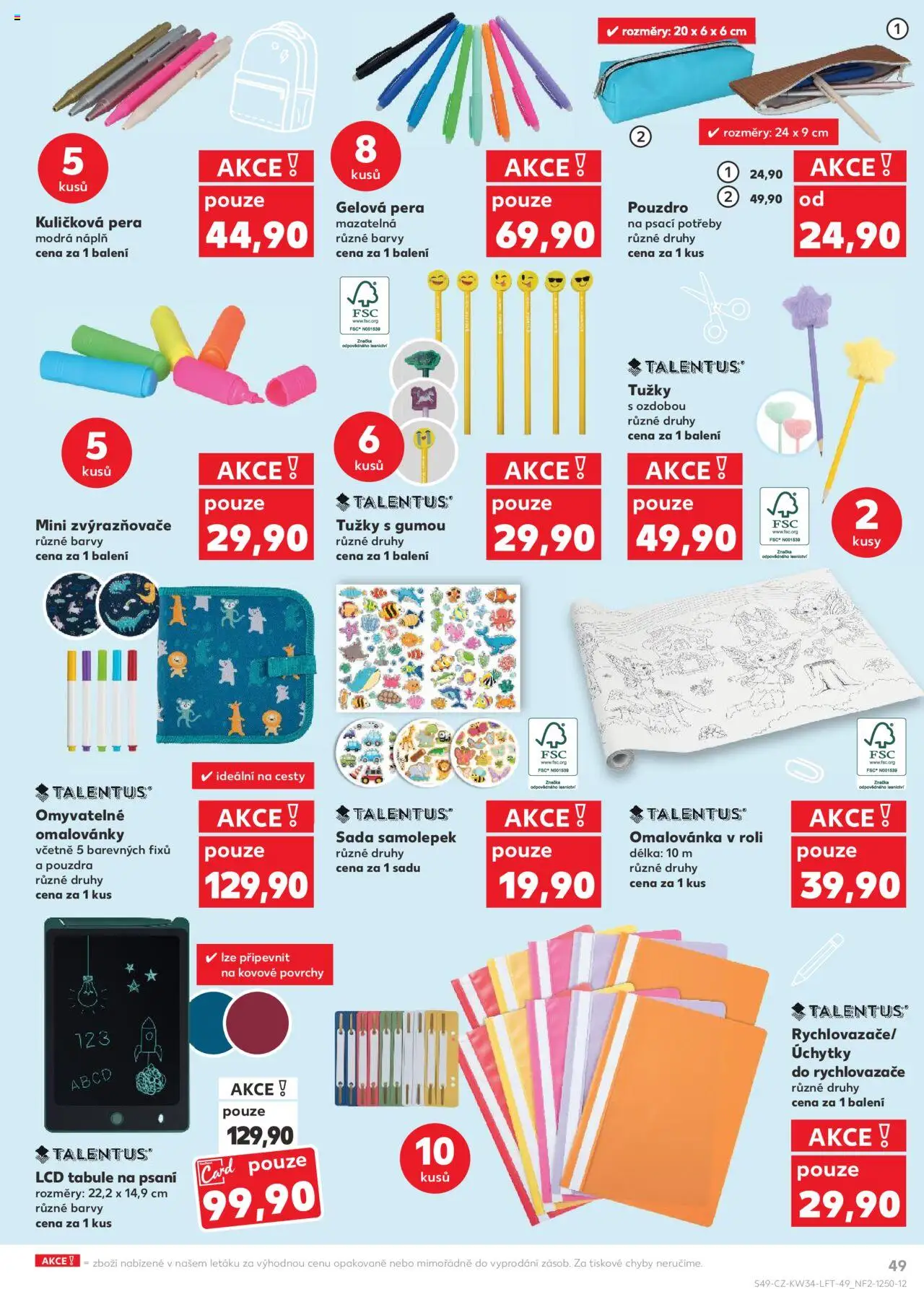 Kaufland leták - Praha 8 od 20.08.2025 | Strana: 49 | Produkty: Tabule, Talentus, Barvy, File