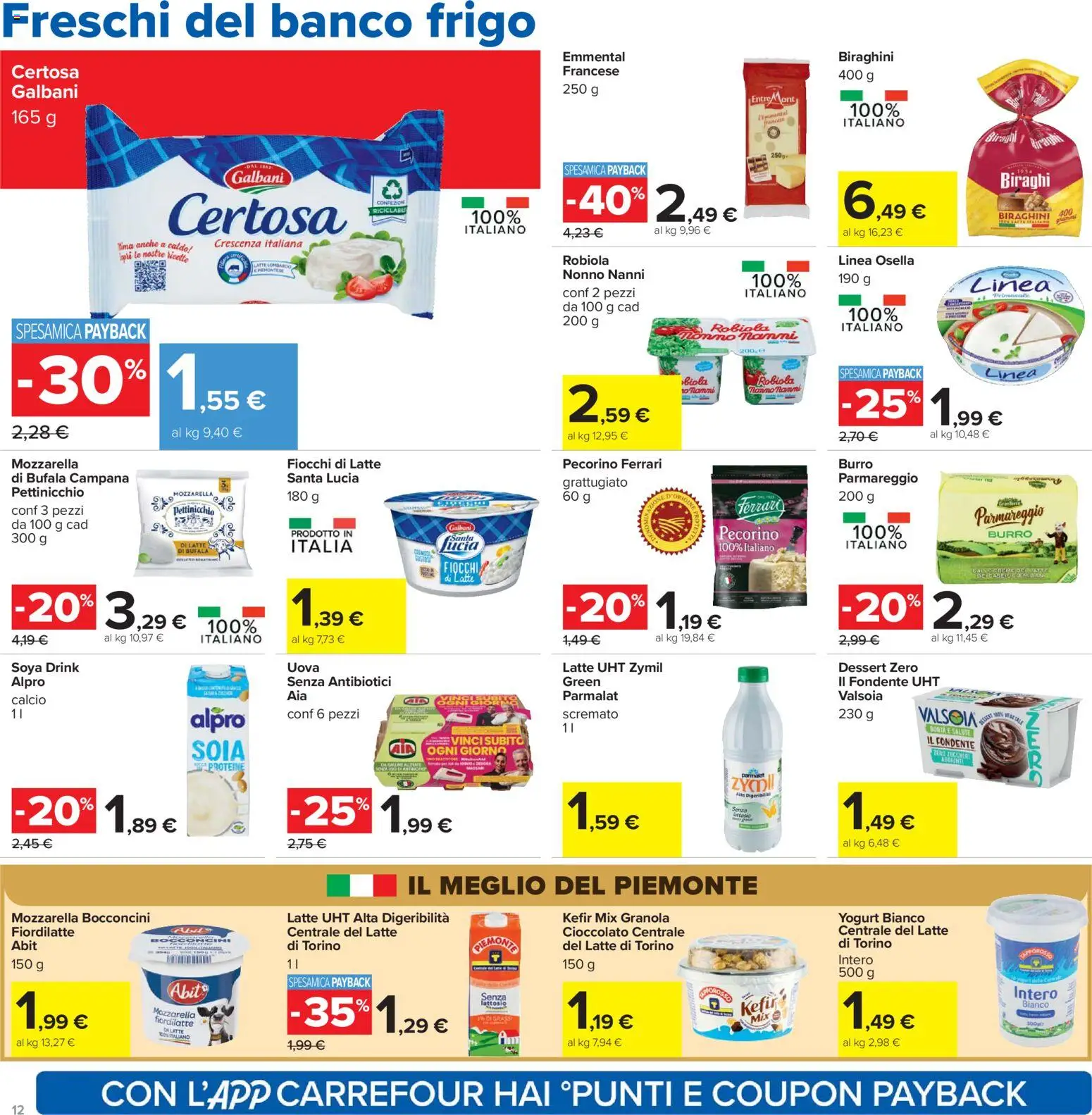 Volantino Carrefour del 07.04.2026 | Pagina: 12 | Prodotti: Latte, Robiola, Pecorino, Emmental