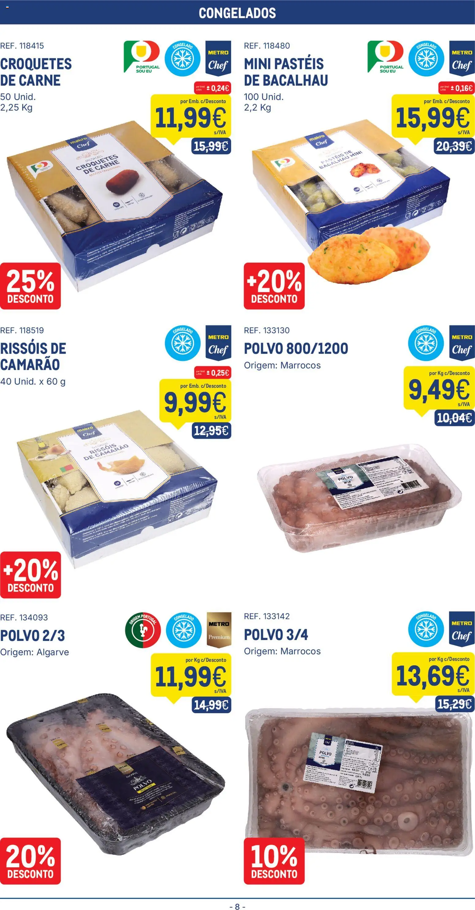 Makro folheto │ válido de 23.12.2025 | Página: 8 | Produtos: Bacalhau, Polvo, Camarão, Carne
