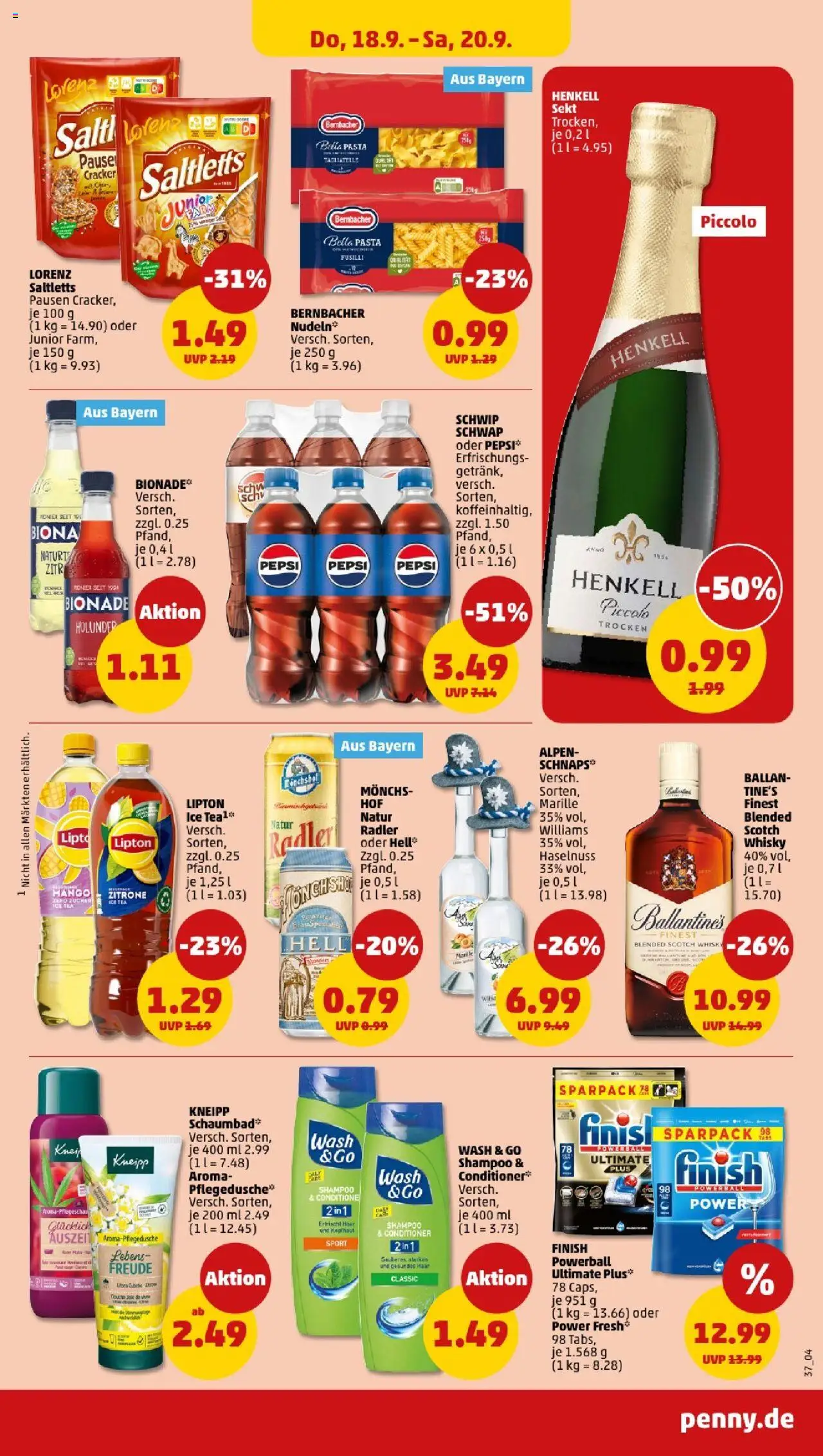 Penny - Bayern – gültig ab 15.09.2025 | Seite: 39 | Produkte: Sekt, Radler, Pepsi, Pasta