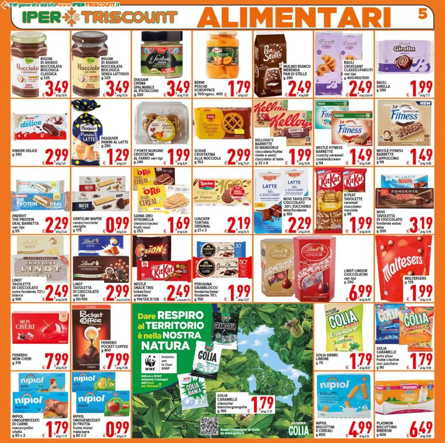 Volantino Ipertriscount del 27.11.2025 | Pagina: 5 | Prodotti: Cioccolato, Pollo, Frutta, Mandorle